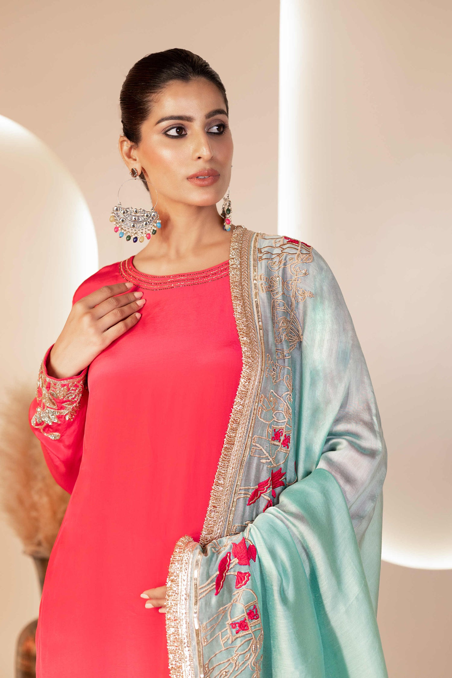 Rani suit with jaipuri motif duppata and pant