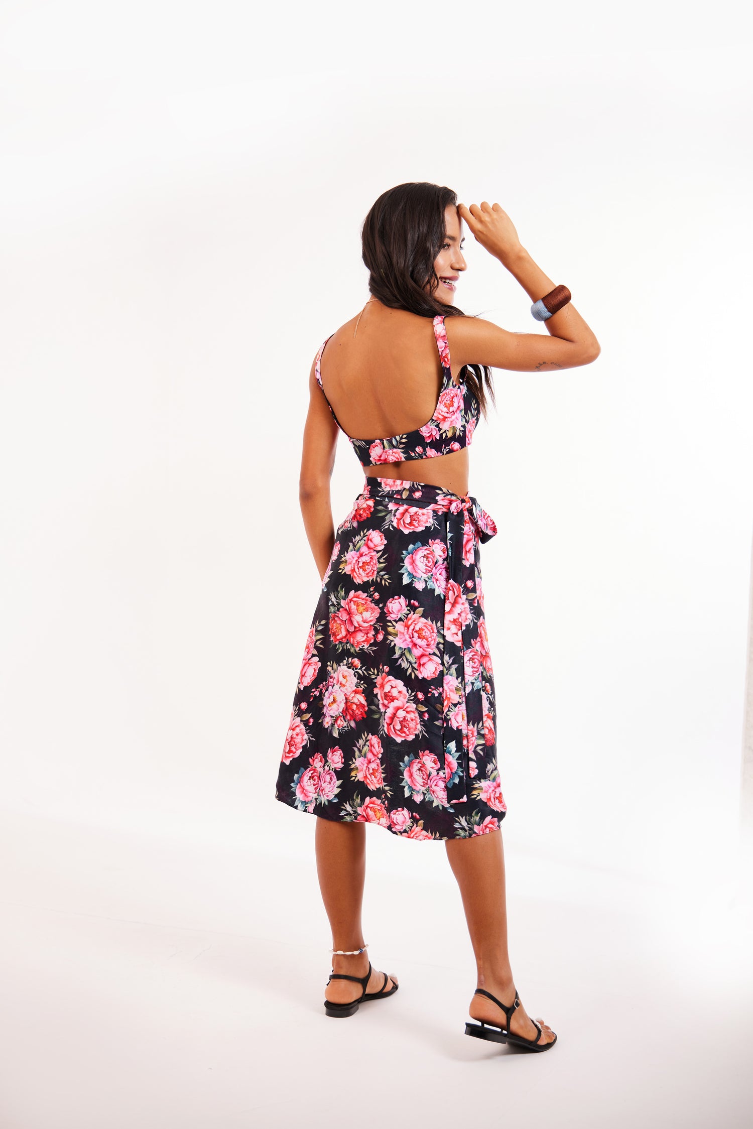 Black Floral Bralette & Skirt Set