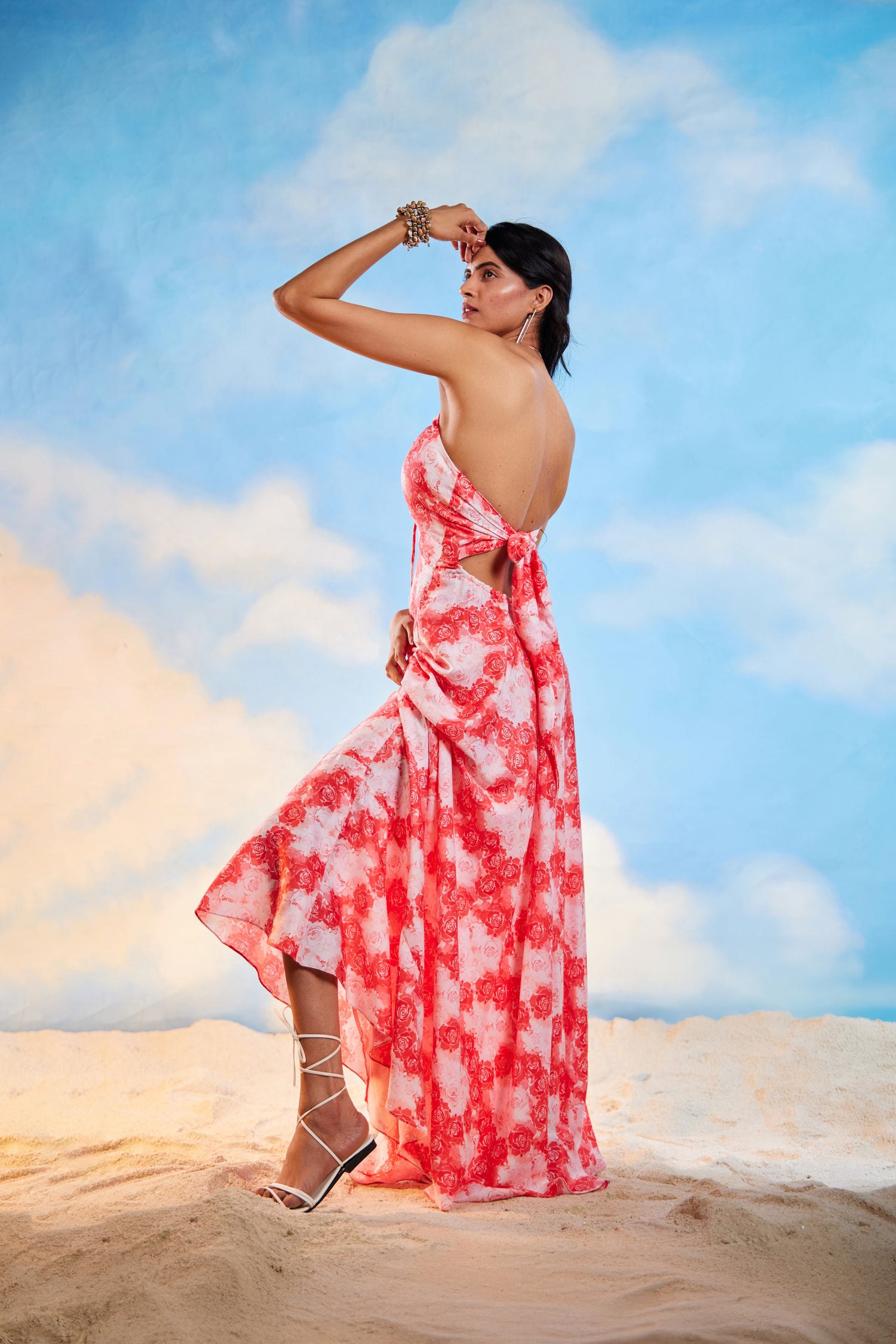 Pink Floral Bohemian Maxi Dress