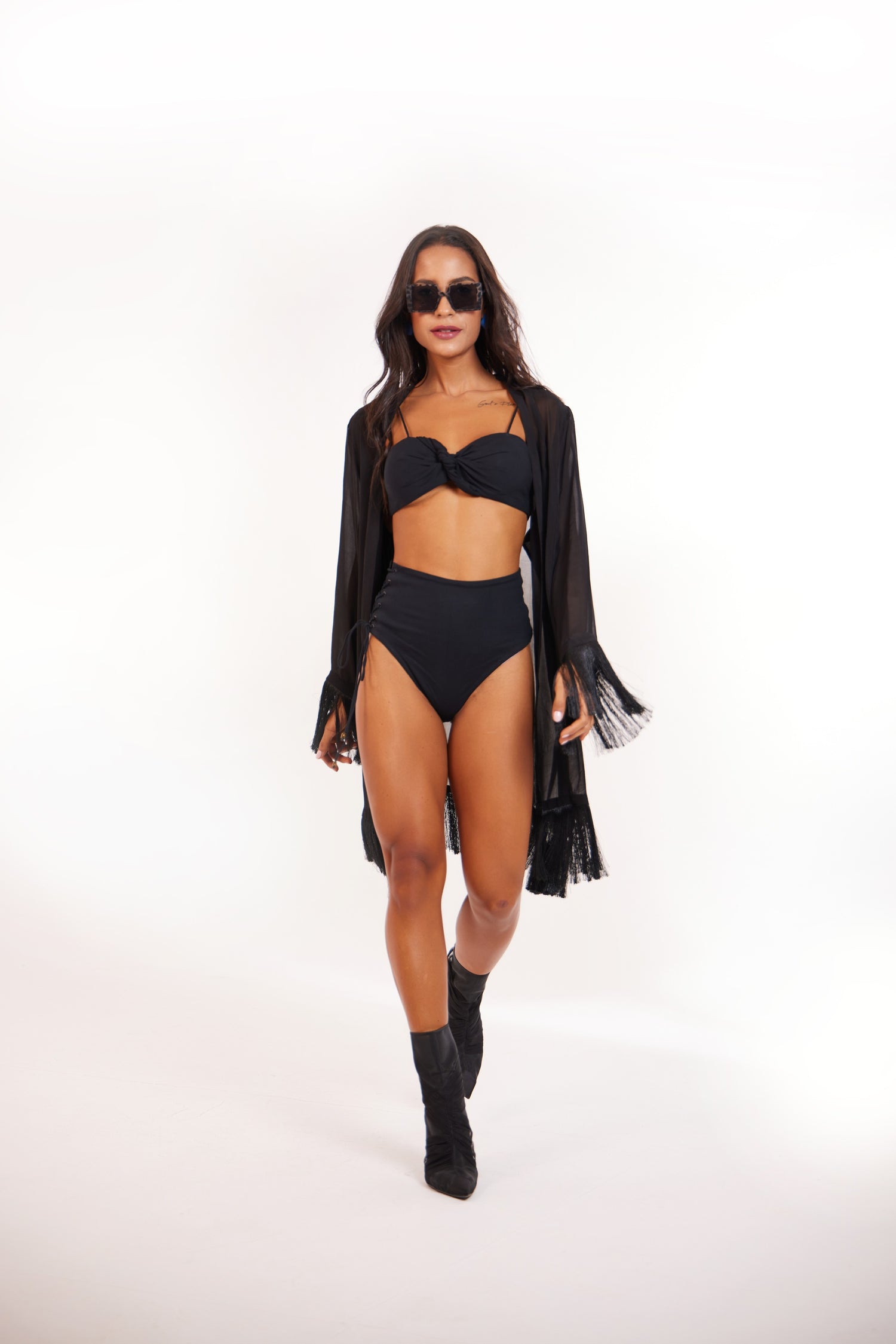 Elegant Knot Lingerie & Ombre Shrug Set