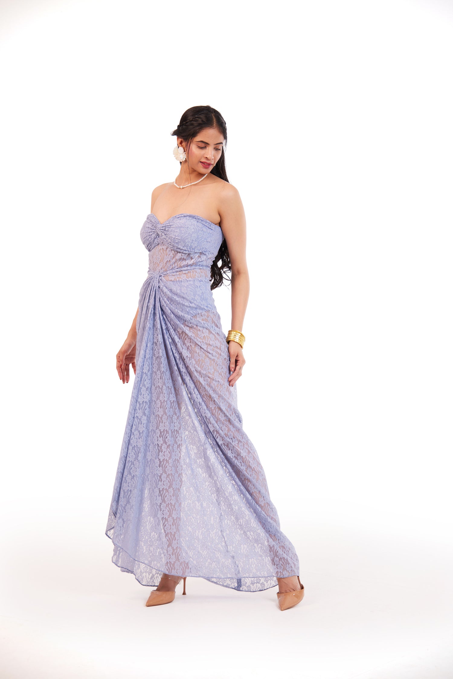 Strapless Gathered Sheath Maxi Dress