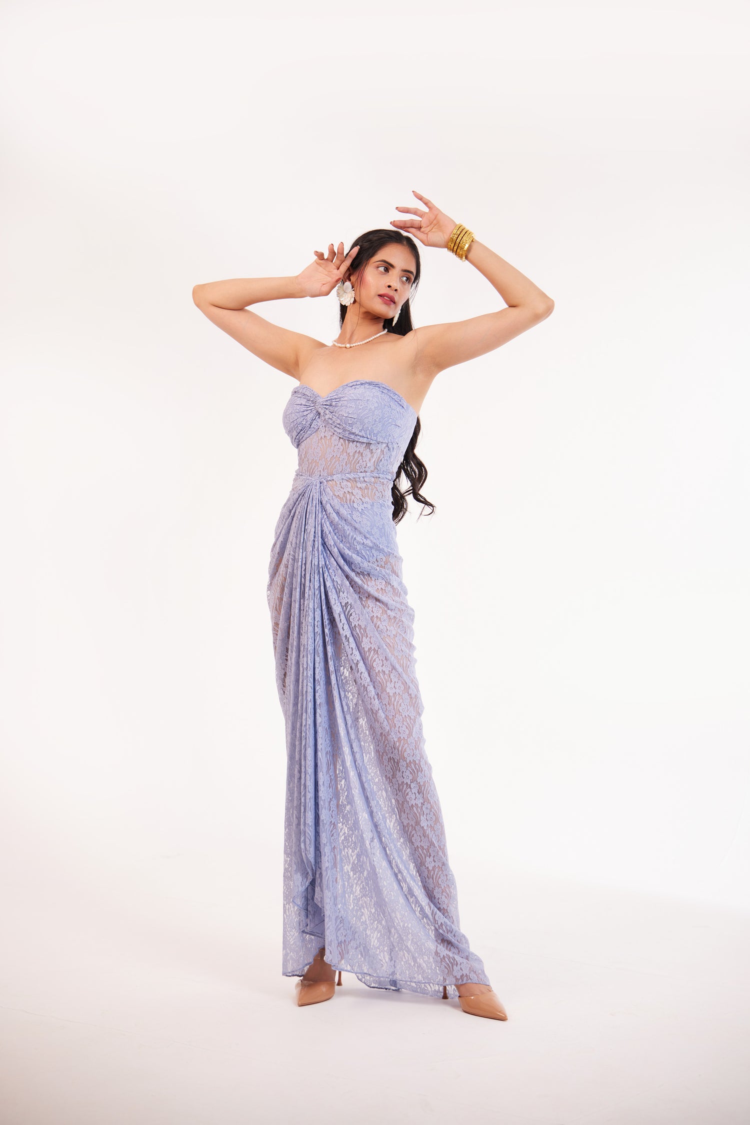 Strapless Gathered Sheath Maxi Dress