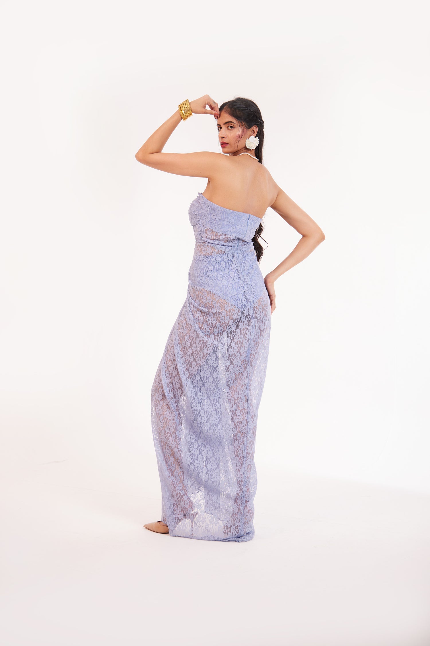 Strapless Gathered Sheath Maxi Dress