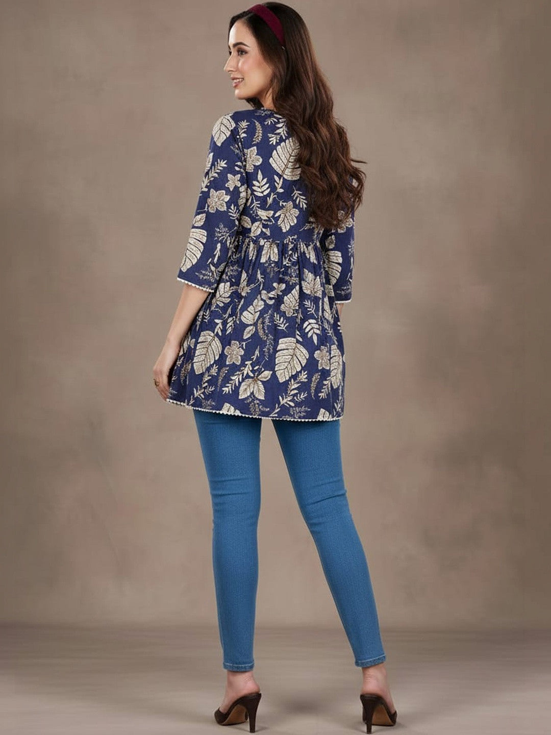 Botanical Printed Pure Cotton Empire Kurti