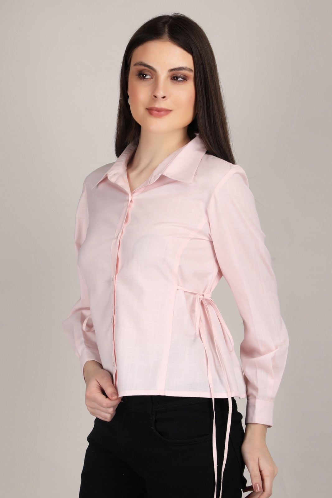 Pastel Muse Tie-Side Button Down Shirt