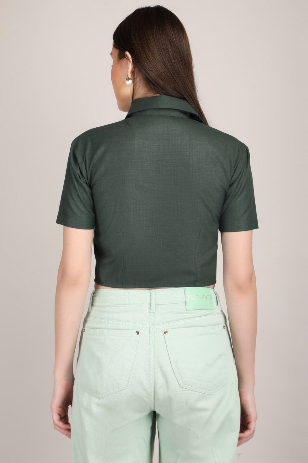 Earthy Chic Triangle Button crop shirt