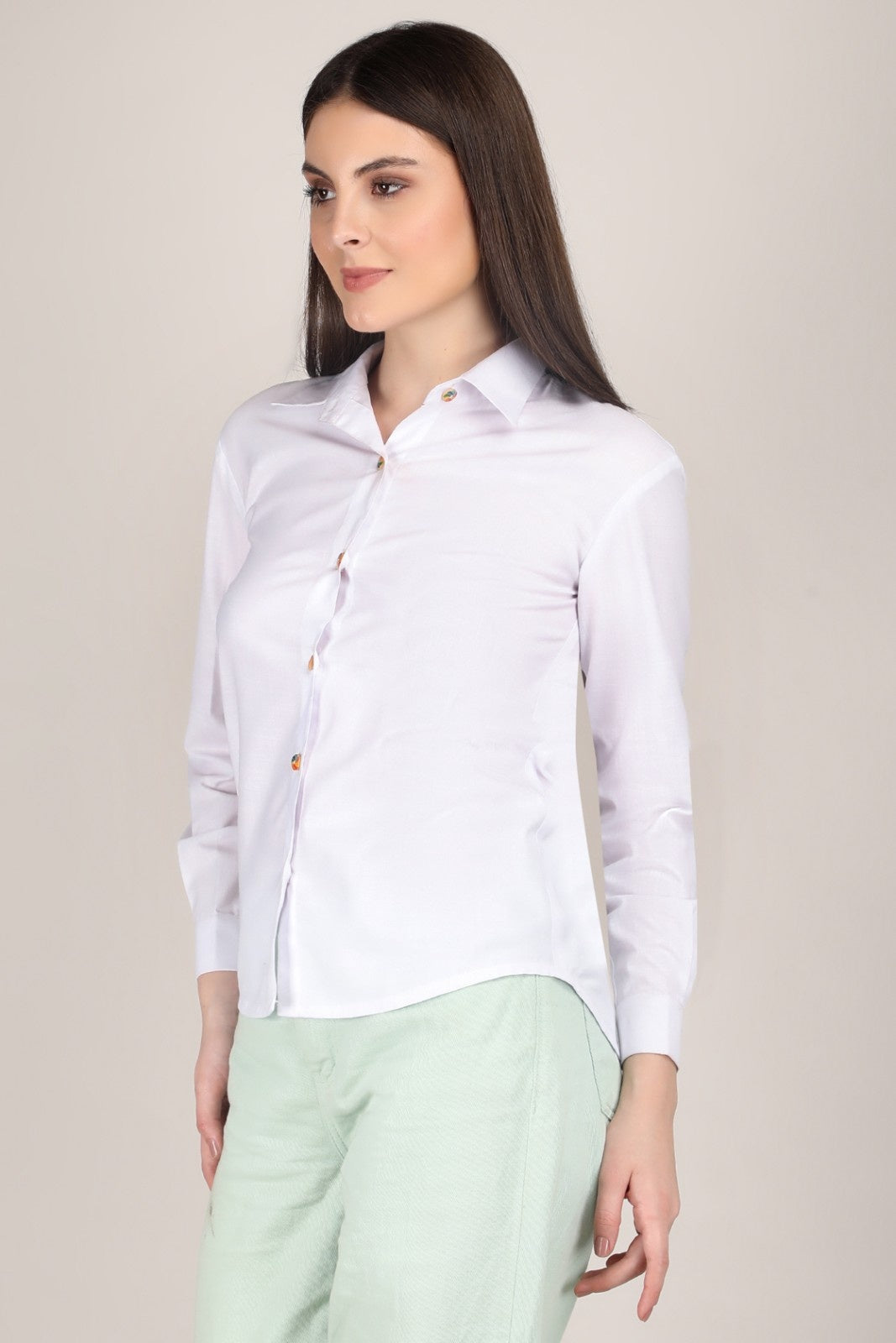 White & Black Women's Classic Long Sleeve Shirt