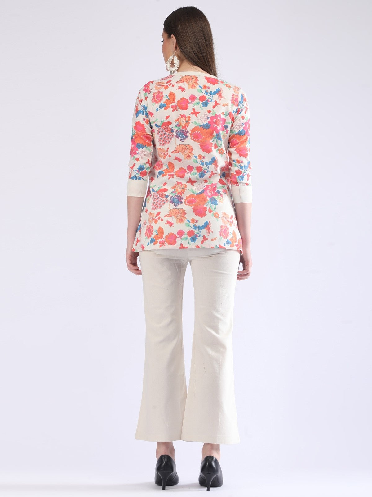 Women's Cream Floral Printed Co-Ord Set