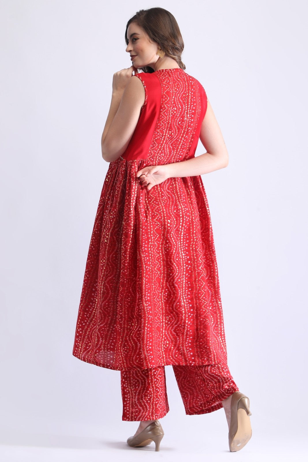 Bandhani Printed Sleeveless Kurta Set