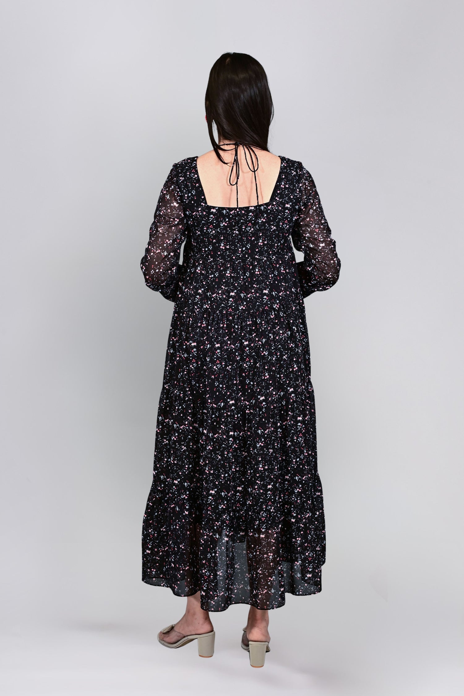 Midnight Bloom Flare Dress