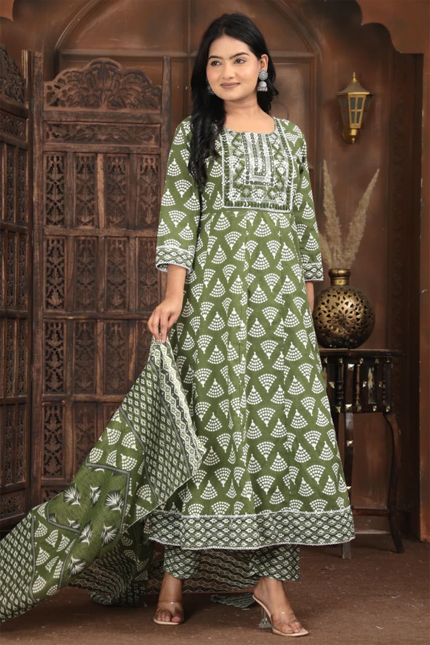 Elegant Ethnic Printed Kurta Pant Dupatta Set – Multi Color Collection