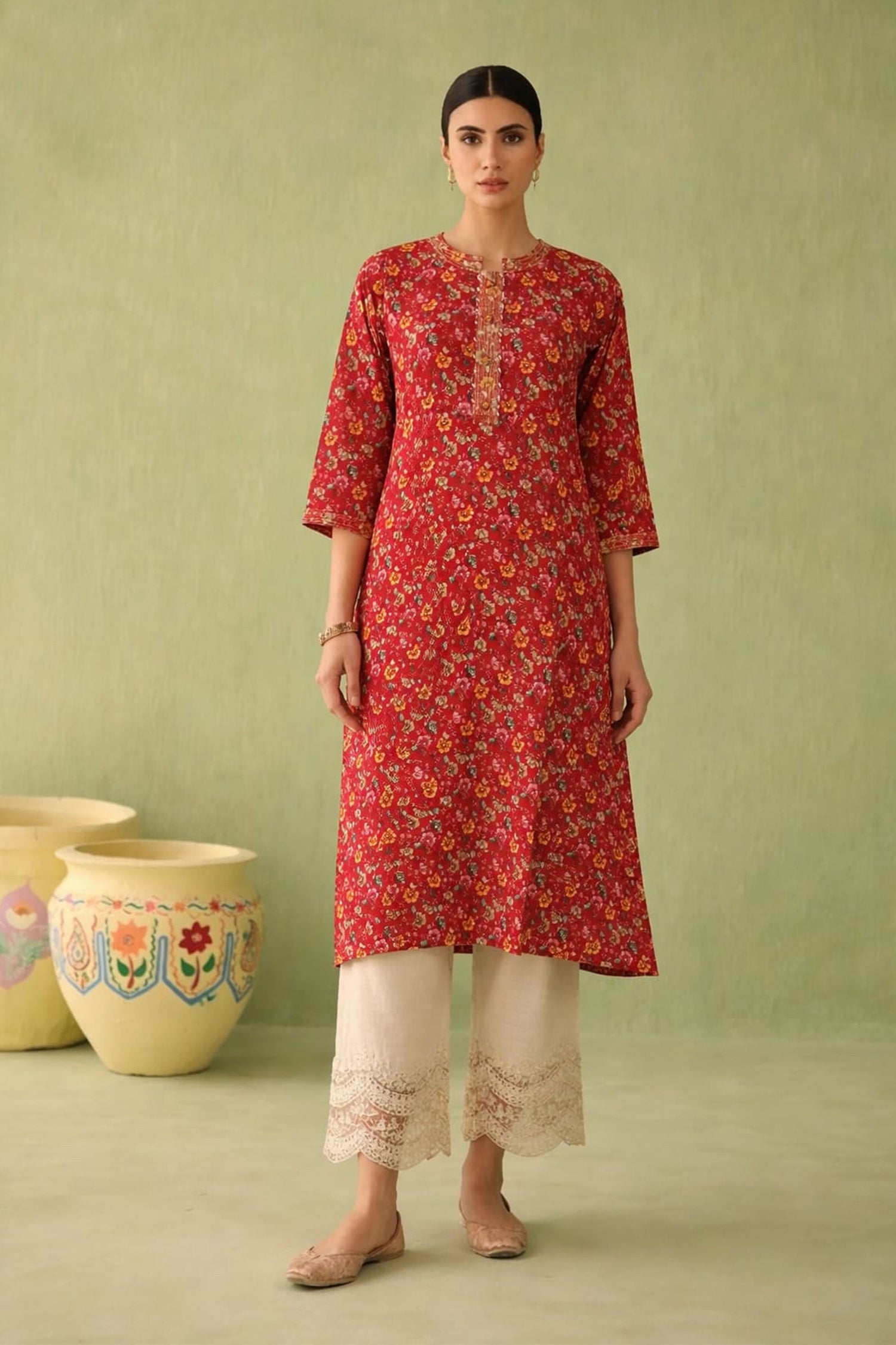 Wine Purple Ethnic Motif Kurta