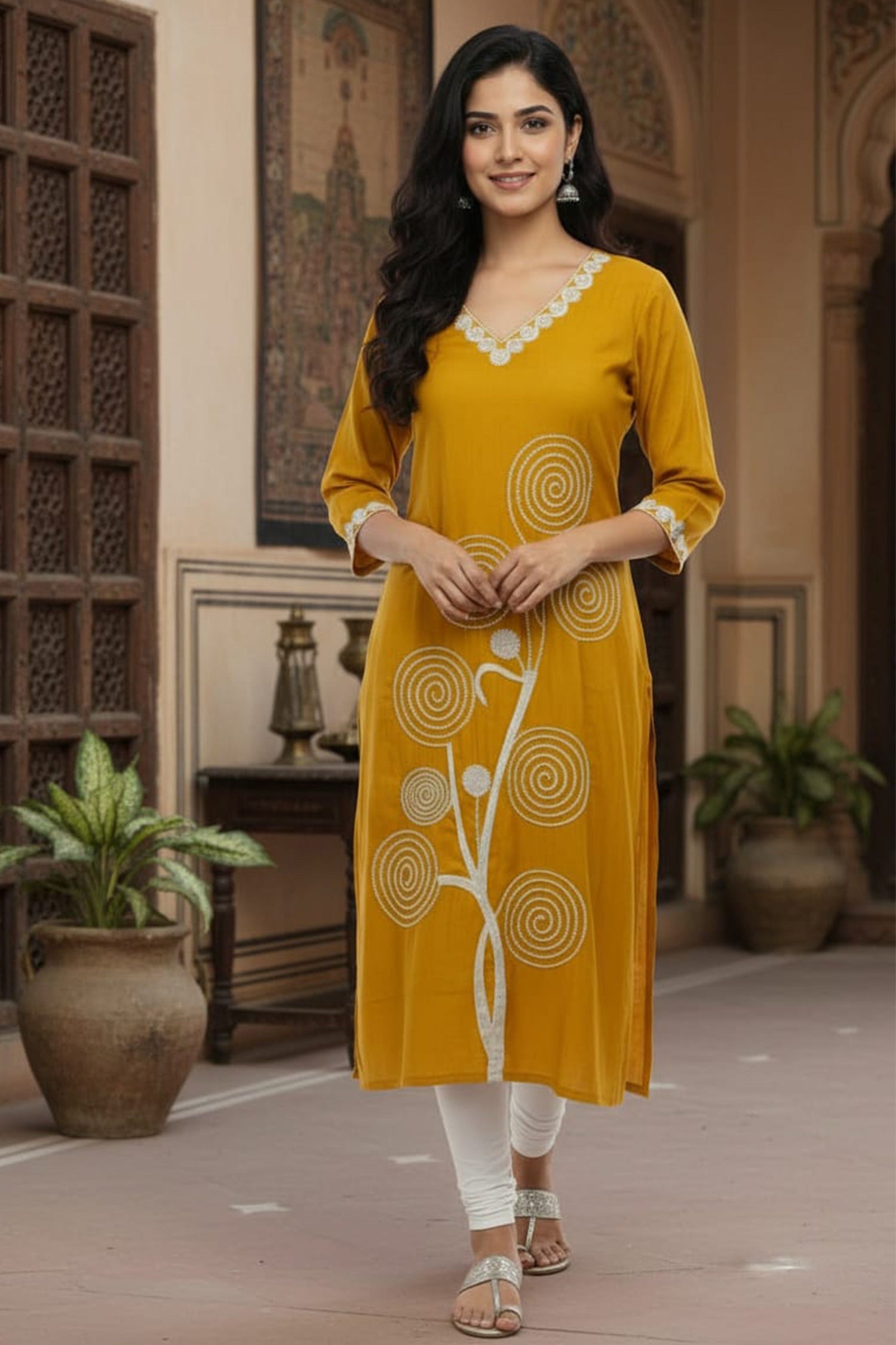 Spiral Bloom Straight Kurta