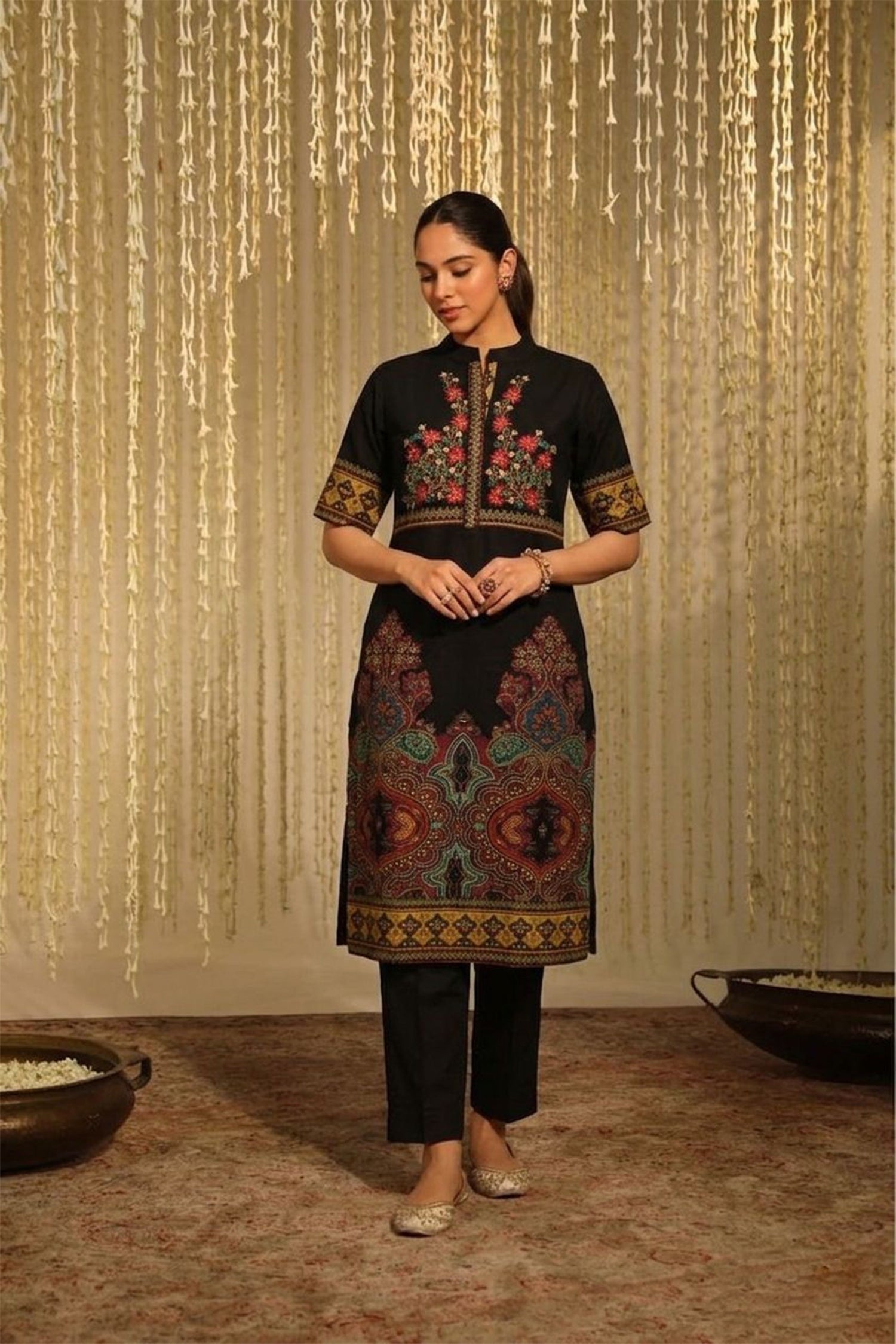 Women Embroidered Straight Kurta | Ethnic Cotton Blend Kurta for Women | Festive Wear, Office Wear, Casual Traditional Kurta
