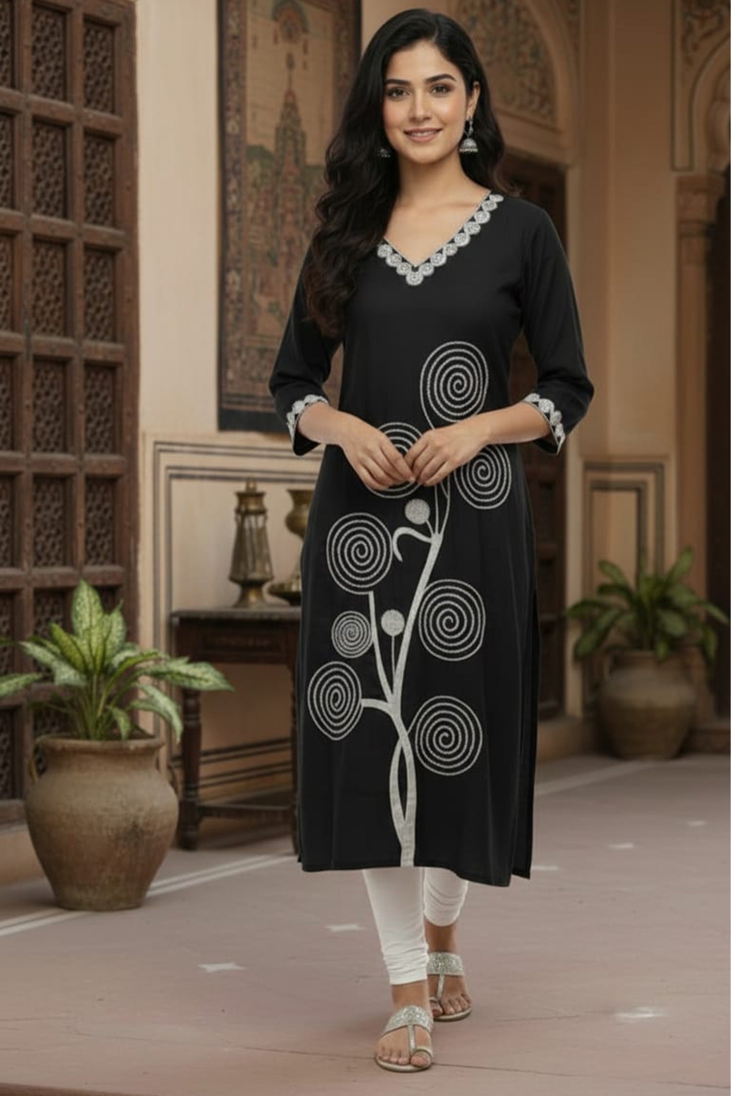 Spiral Bloom Straight Kurta