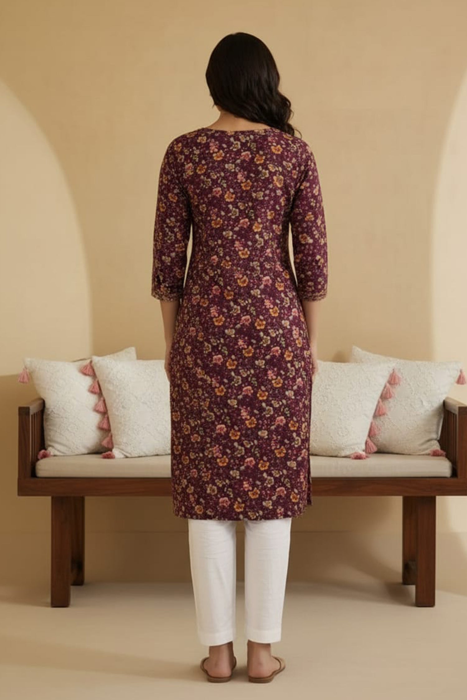 Wine Purple Ethnic Motif Kurta