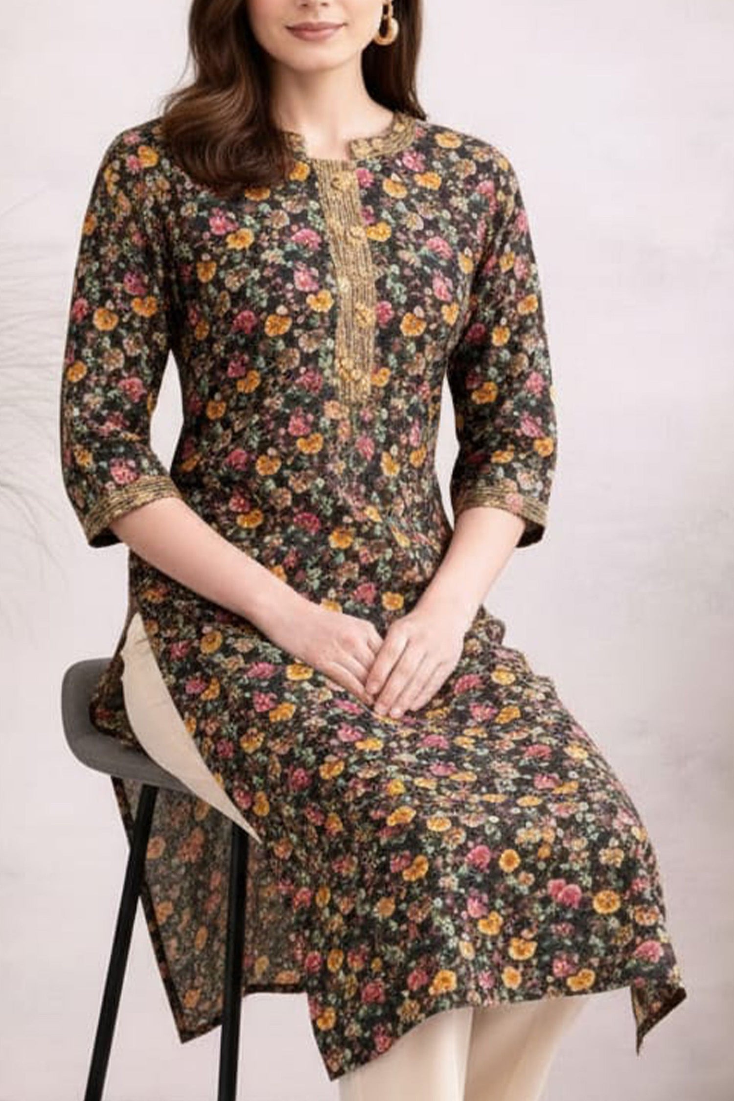 Wine Purple Ethnic Motif Kurta