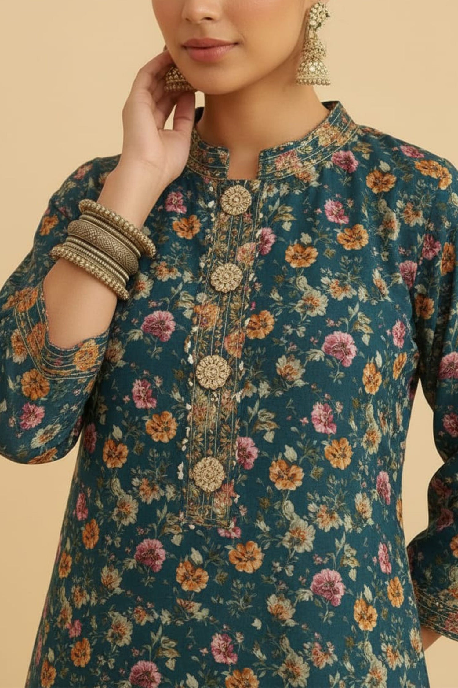 Wine Purple Ethnic Motif Kurta