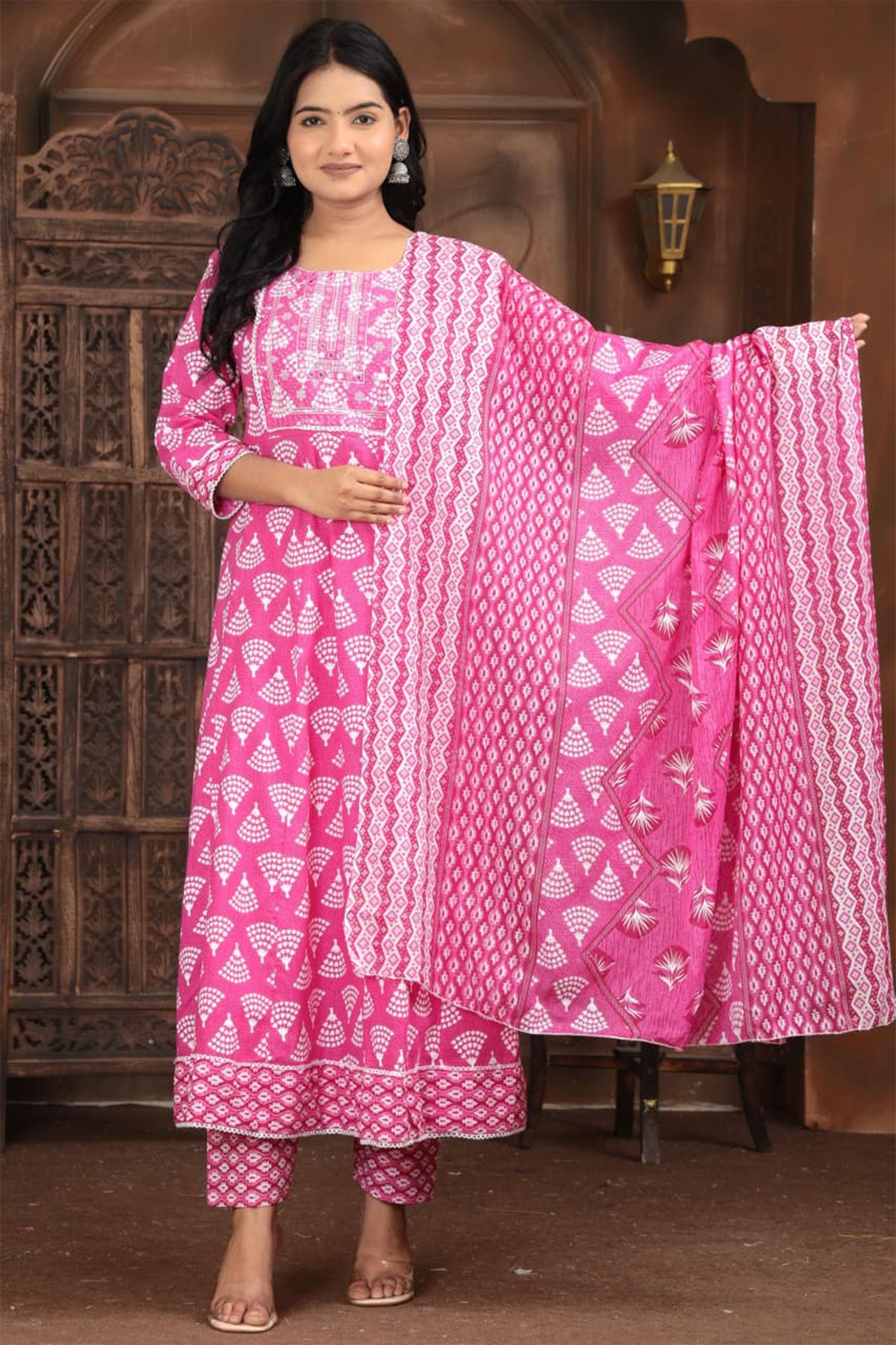 Elegant Ethnic Printed Kurta Pant Dupatta Set – Multi Color Collection