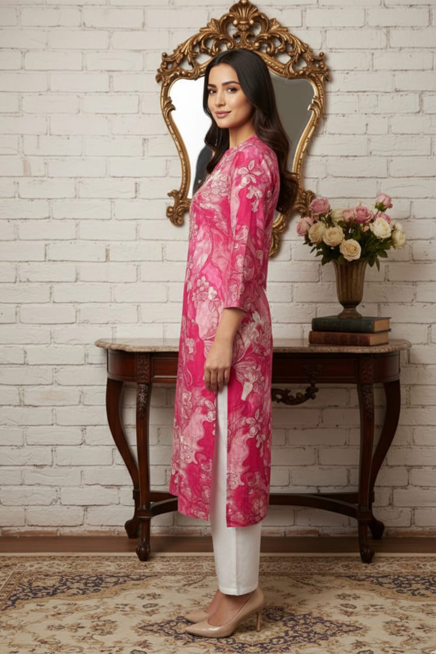 Floral Grace Straight Kurta – Premium Printed Collection