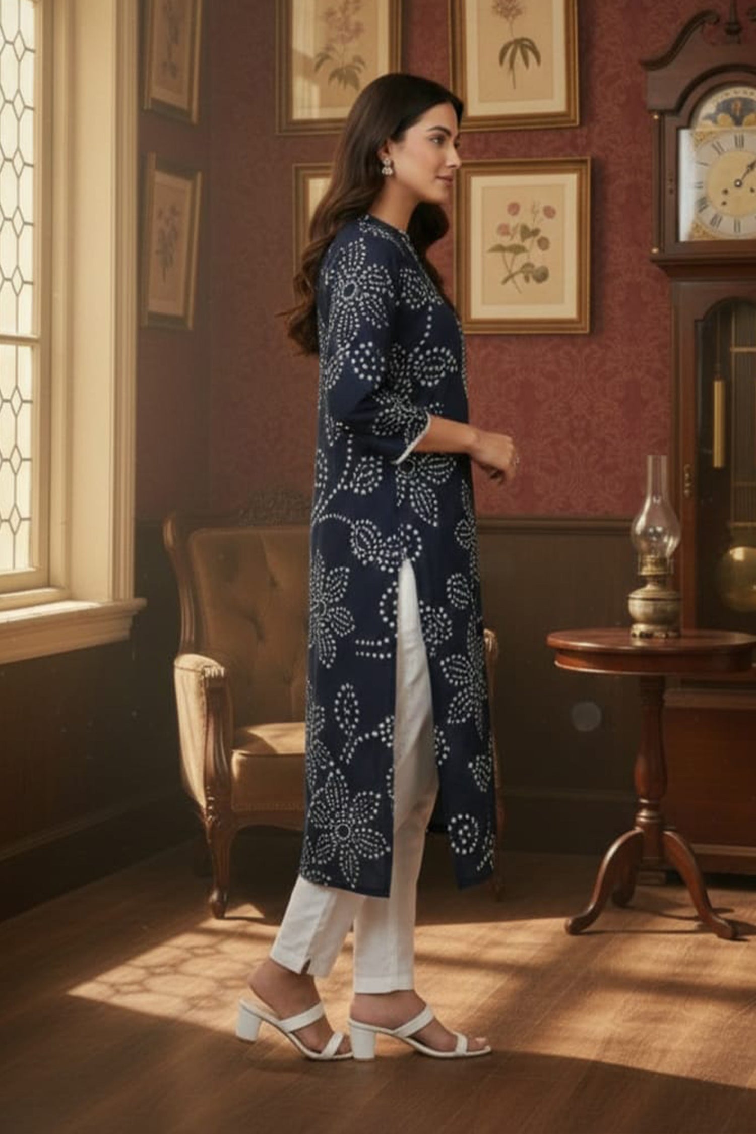 Classic Floral Printed Straight Kurta with Pants – Elegant Everyday Ethnic Wear