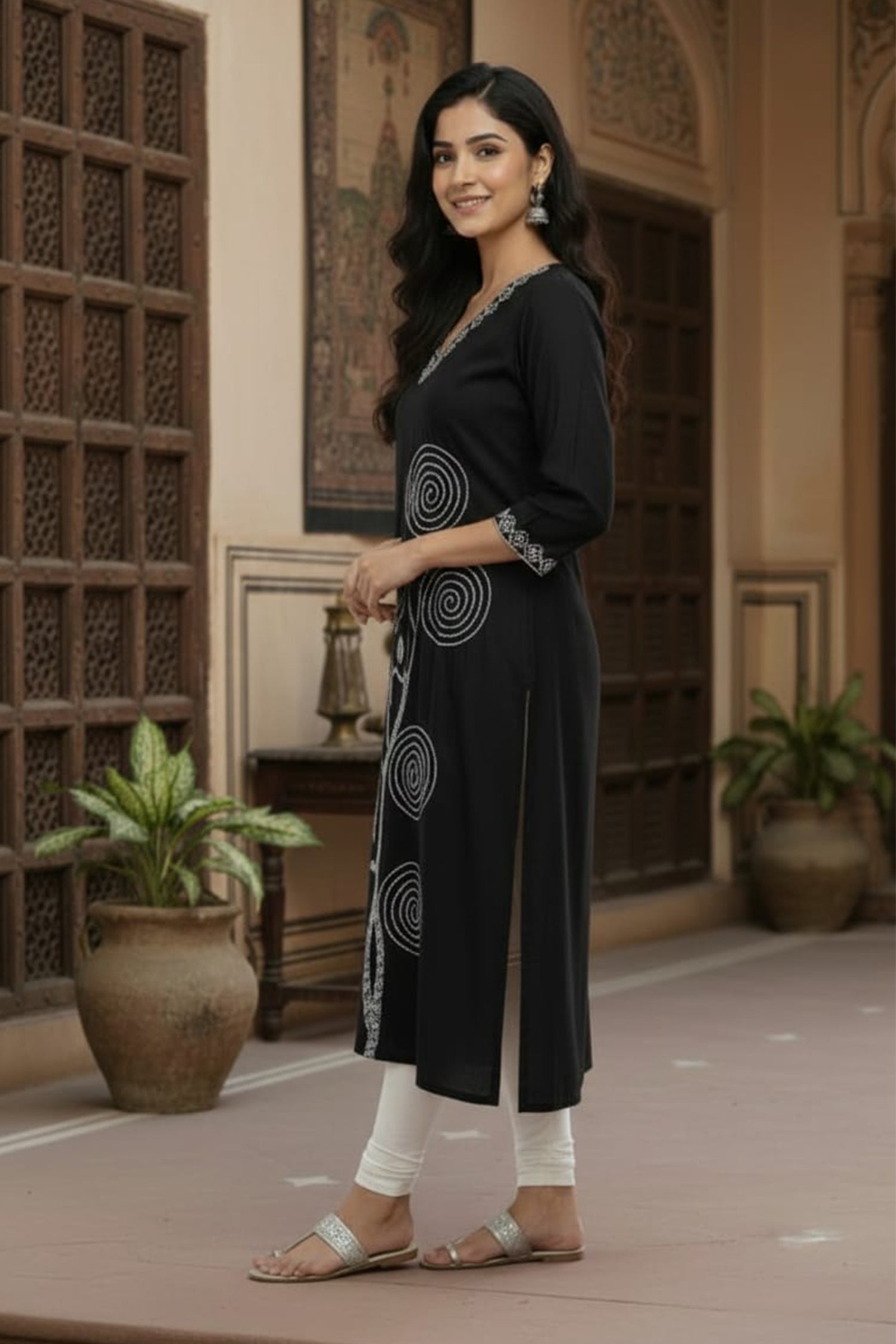 Spiral Bloom Straight Kurta