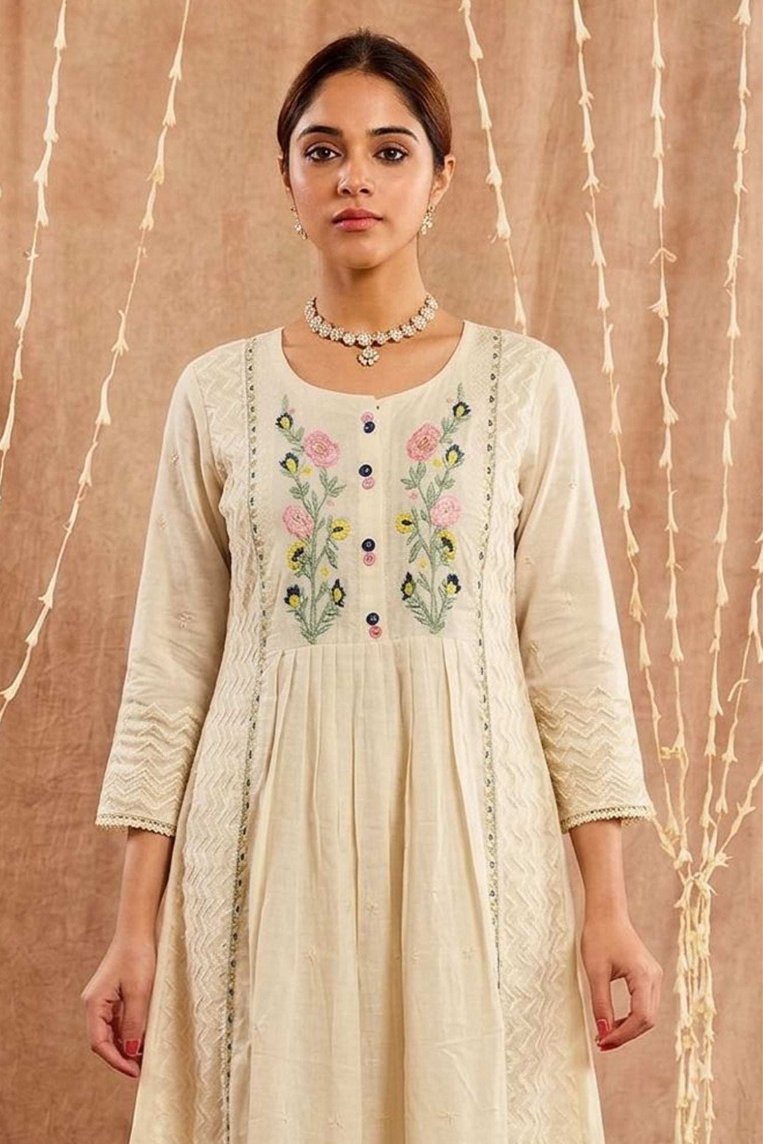 Women Embroidered Kurta Pant Set | Ethnic Cotton Blend Anarkali Kurta Set for Women | Festive Wear, Casual Wear, Office Wear Traditional Outfit