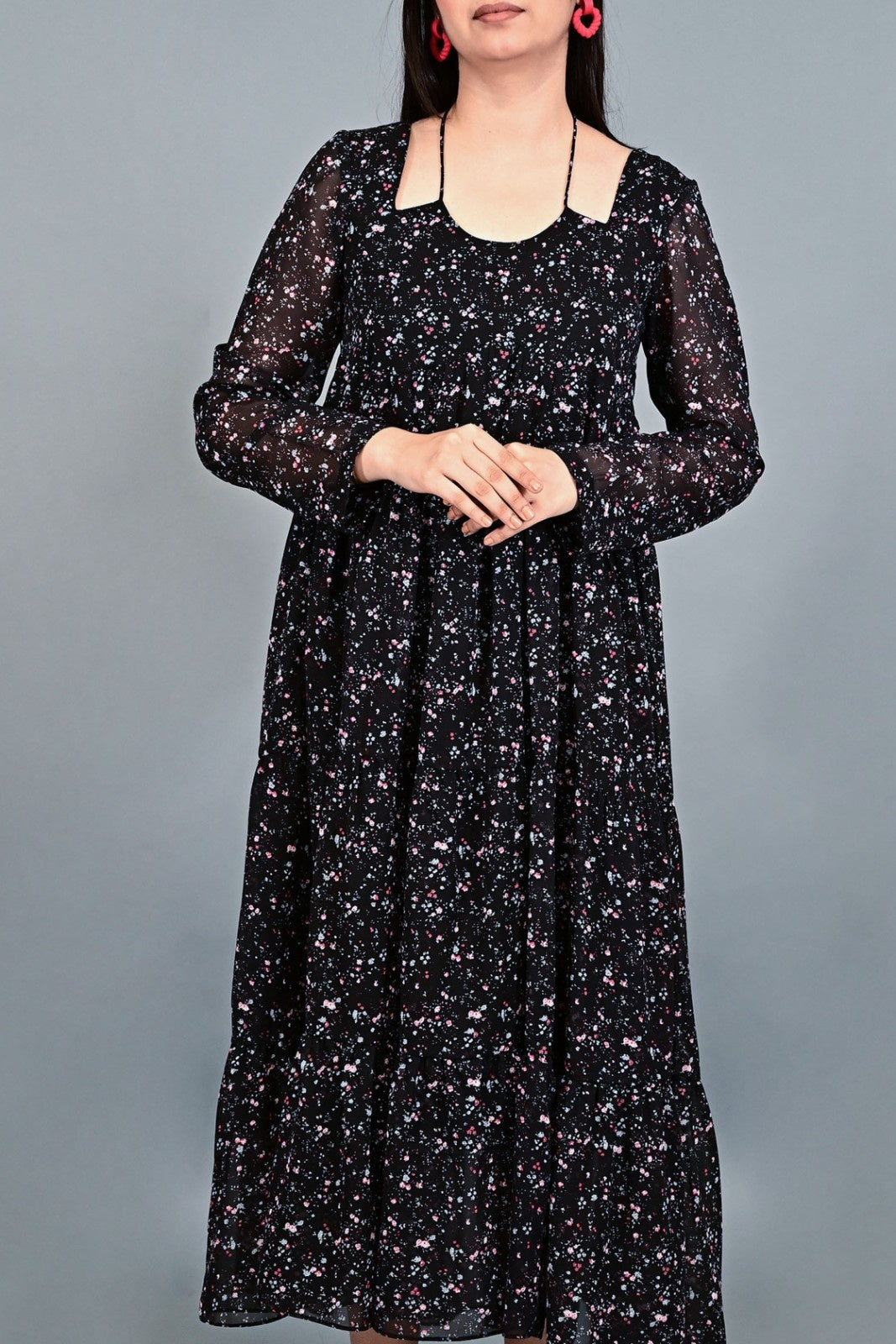 Midnight Bloom Flare Dress 