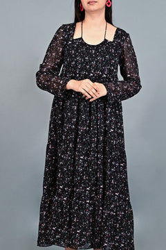Midnight Bloom Flare Dress 