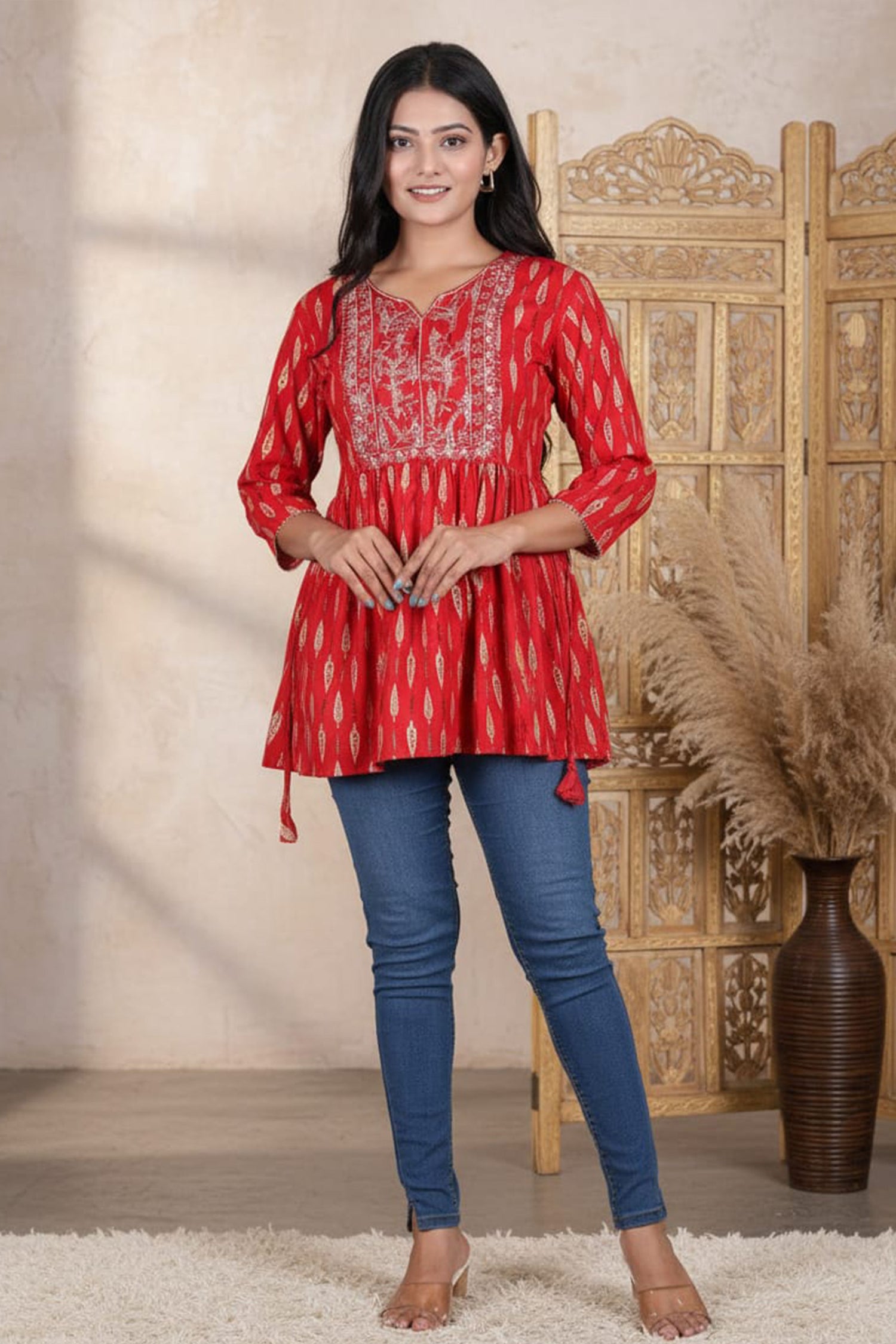 Scarlet Zari Charm Kurti