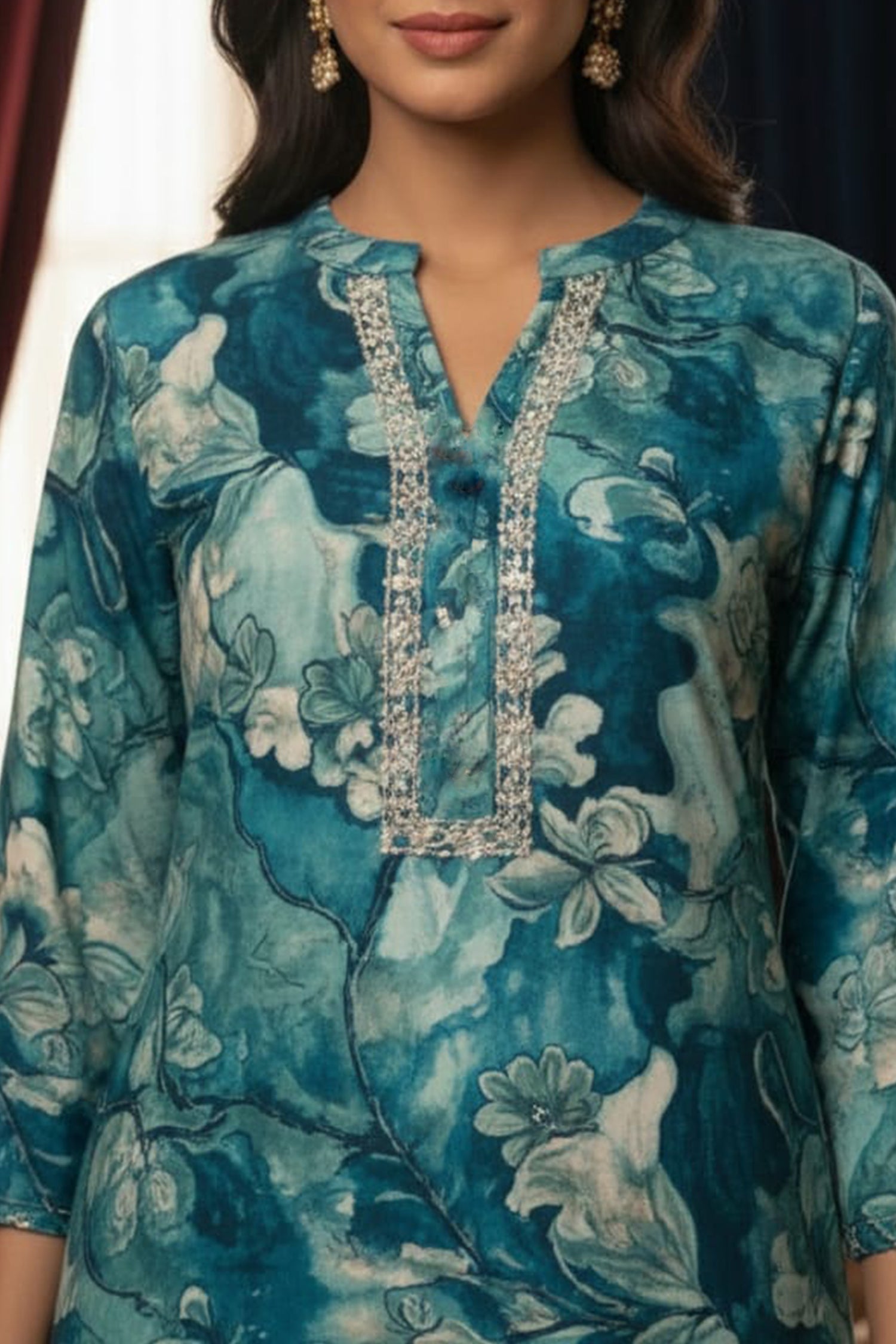 Floral Grace Straight Kurta – Premium Printed Collection