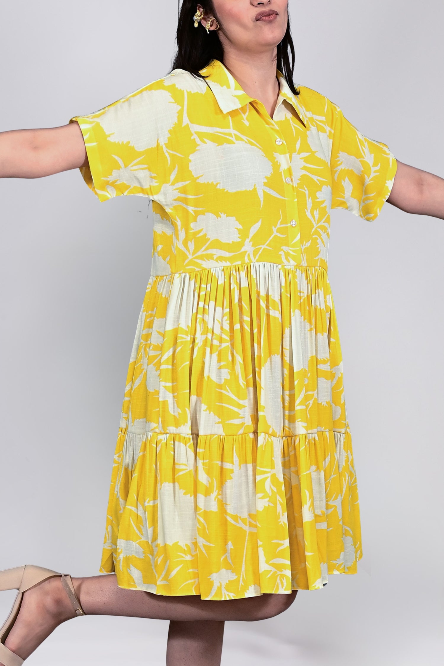 Sunlit Bloom Shirt Dress