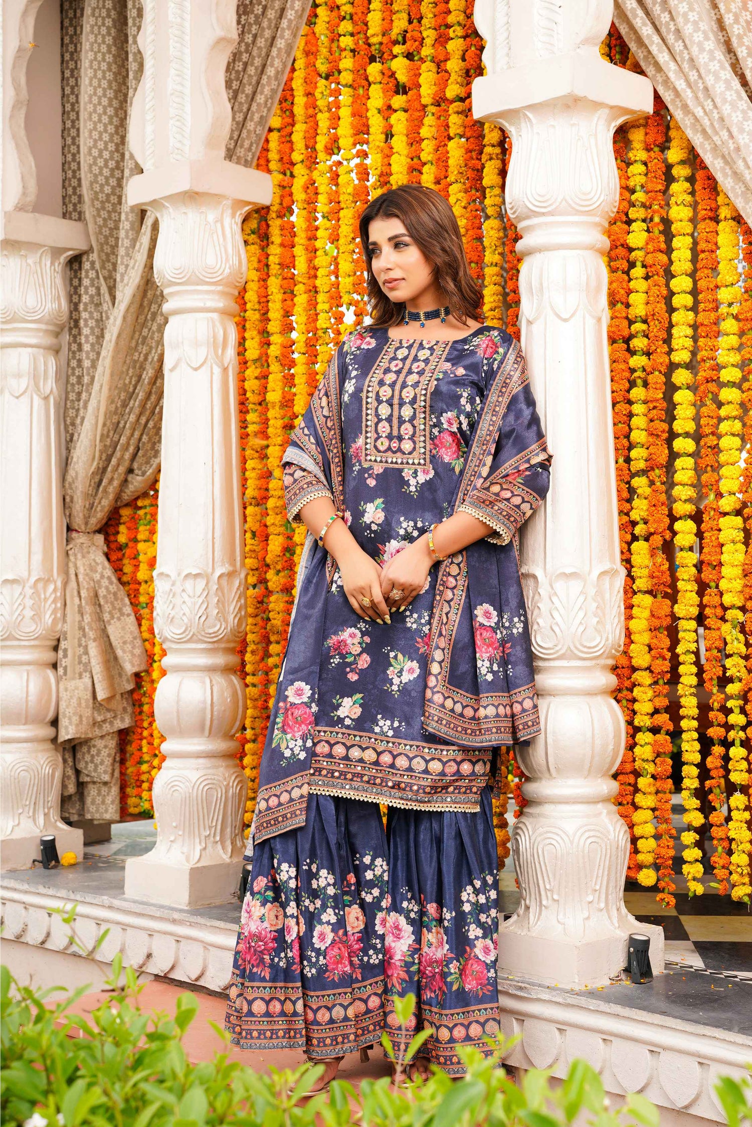 Women Floral Printed Kurta Set with Dupatta | Straight Fit Kurta Pant Set | Ethnic Wear for Women