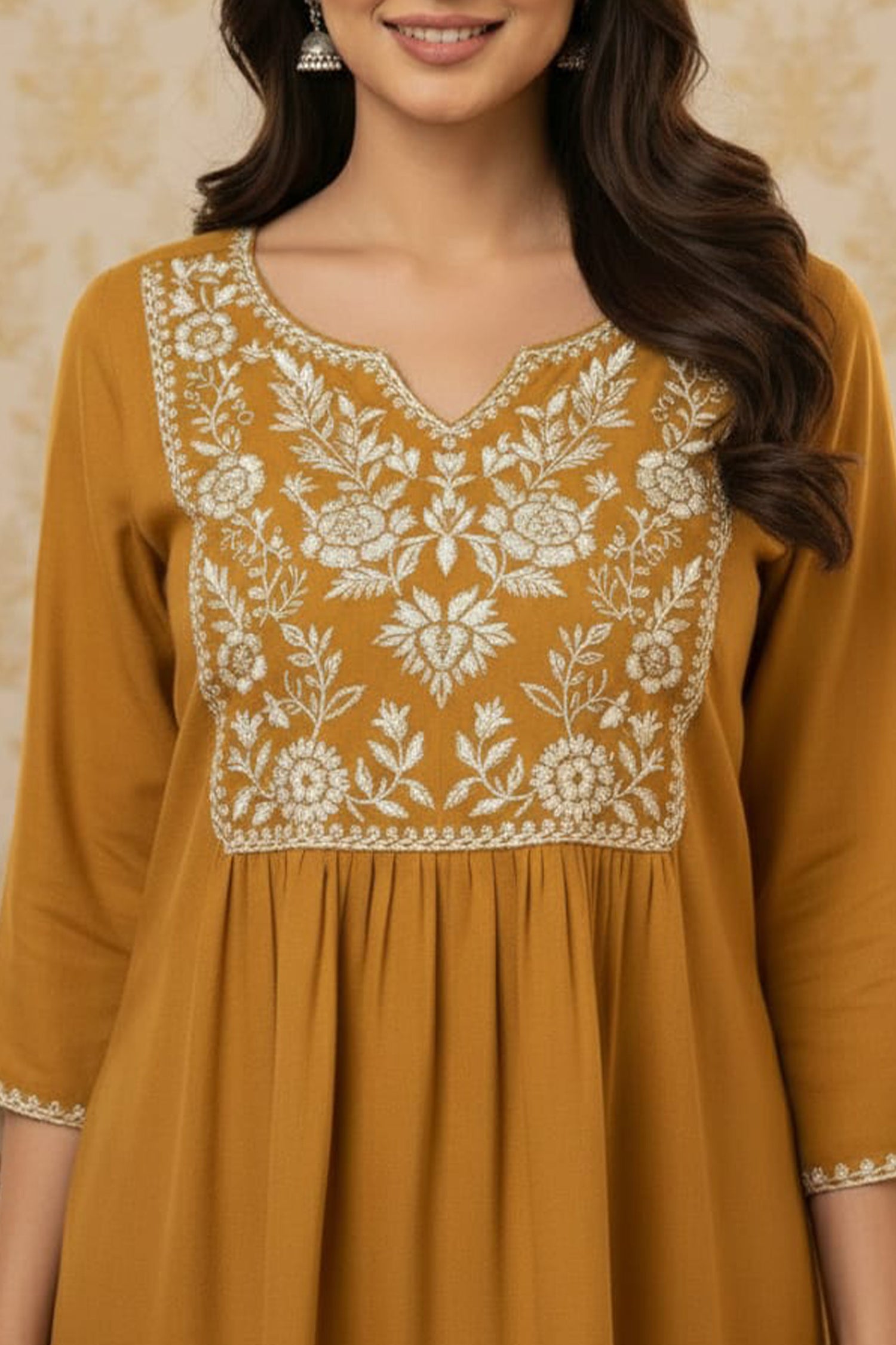 Elegant Floral Embroidered Short Kurti – Premium Ethnic Wear