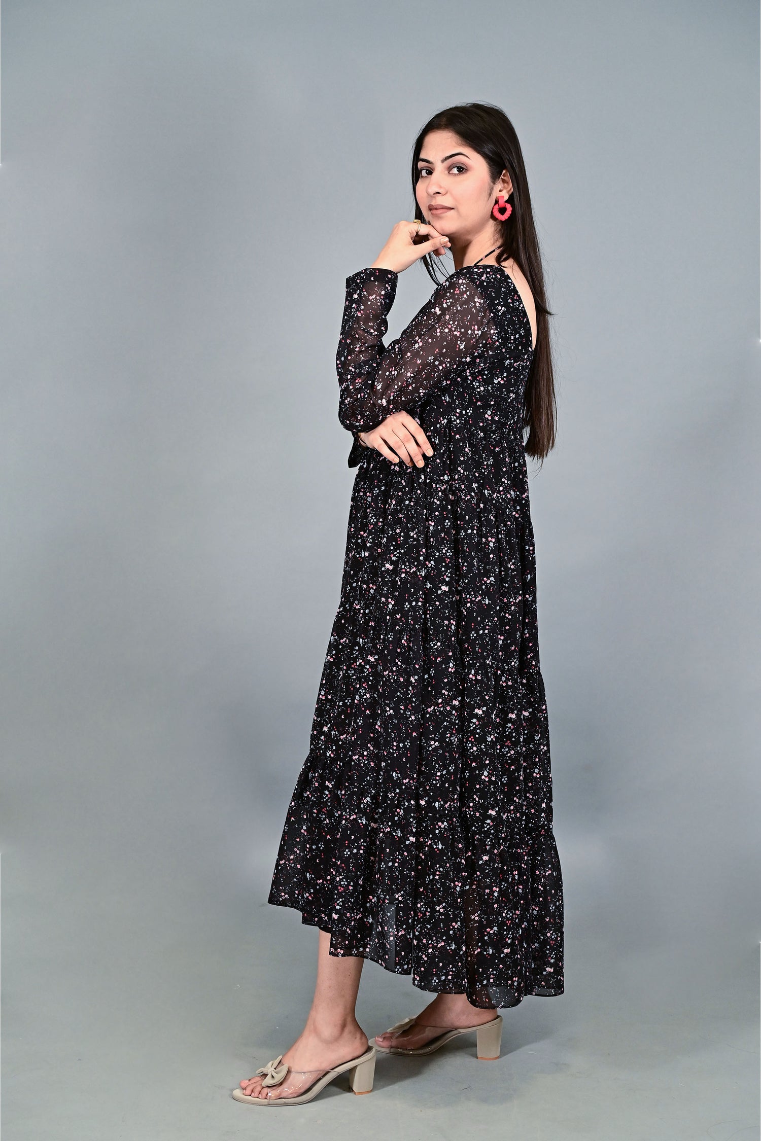 Midnight Bloom Flare Dress 