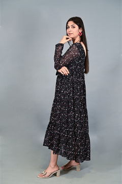 Midnight Bloom Flare Dress 