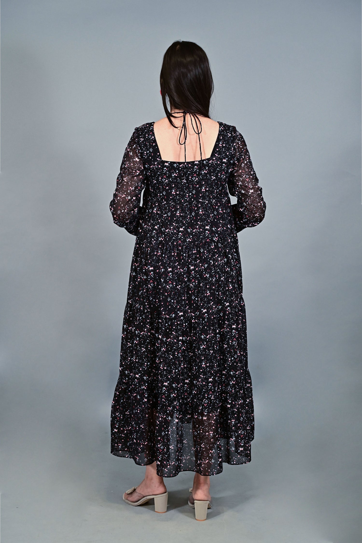 Midnight Bloom Flare Dress 