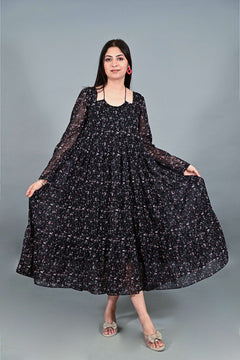 Midnight Bloom Flare Dress 