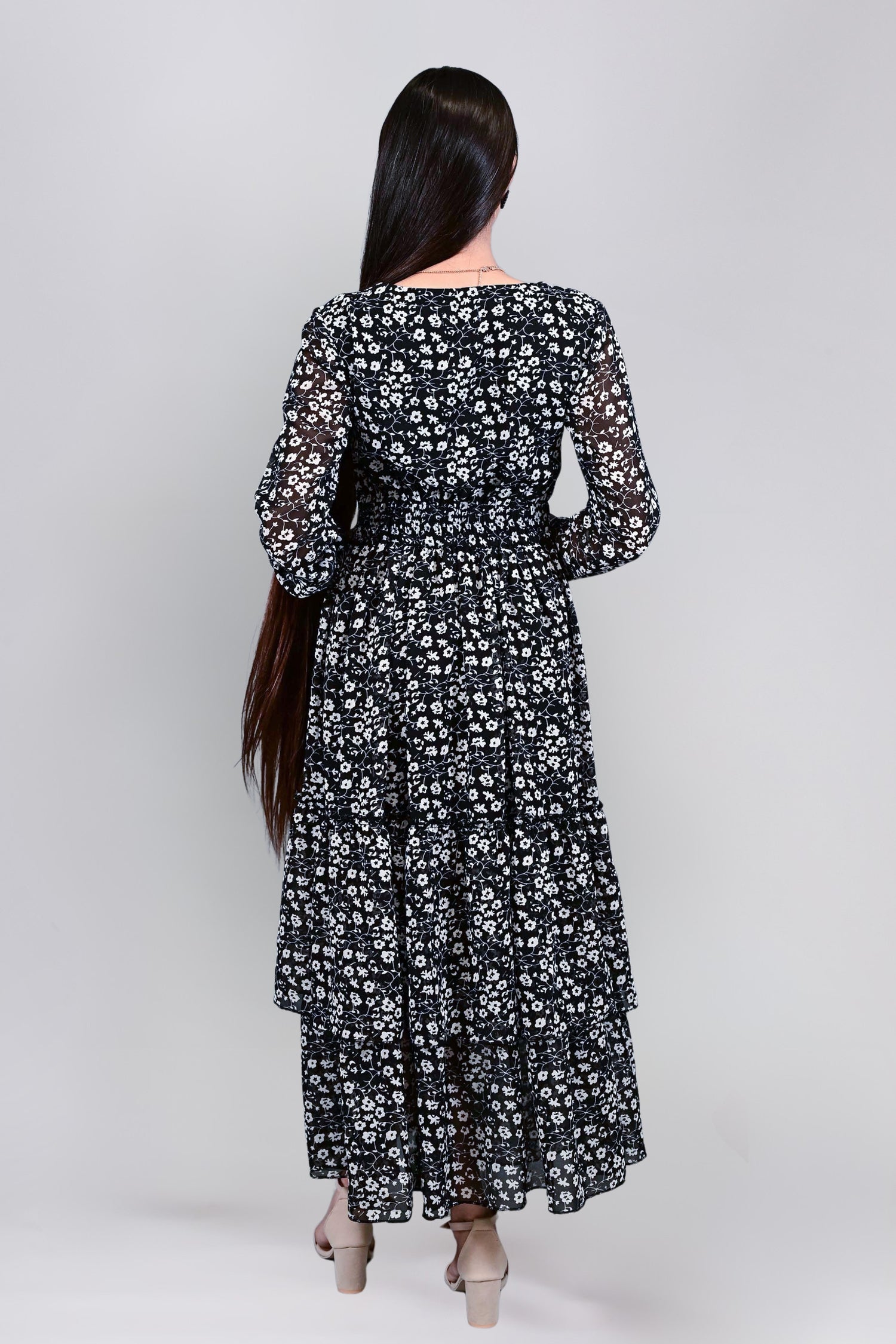 Noir Bloom Maxi Dress