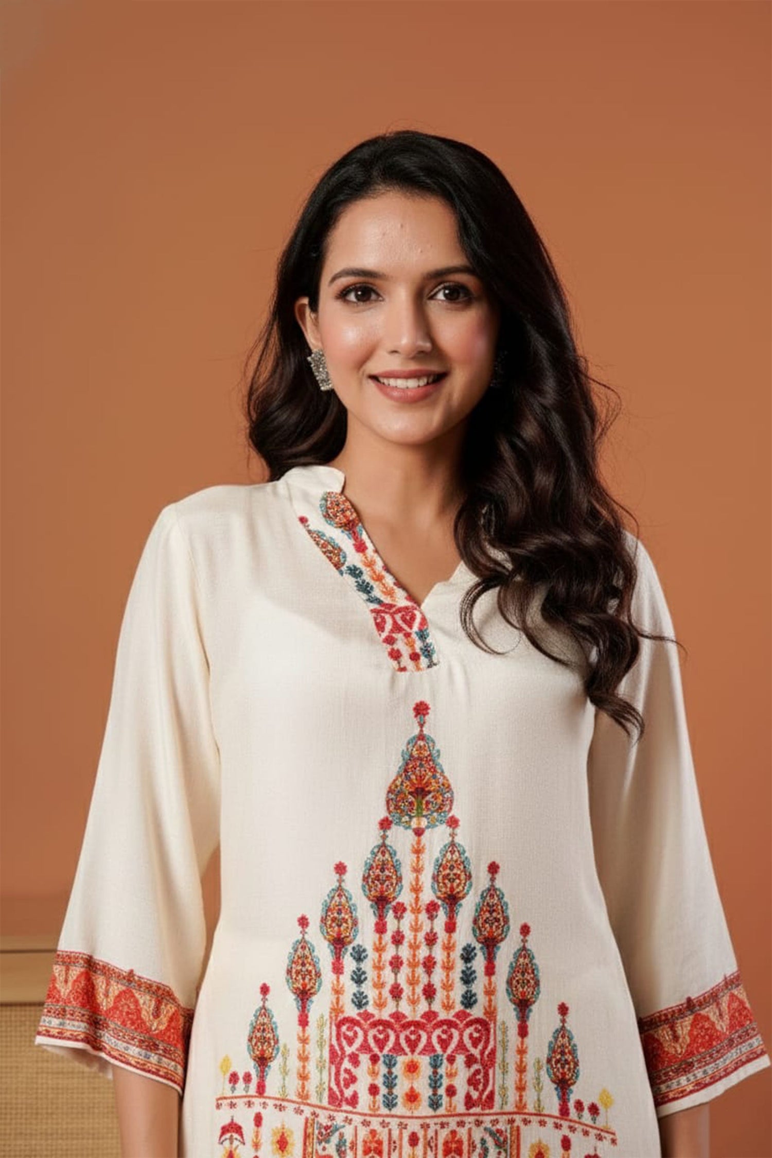Ivory Printed Kurti Pant Co-Ord Set