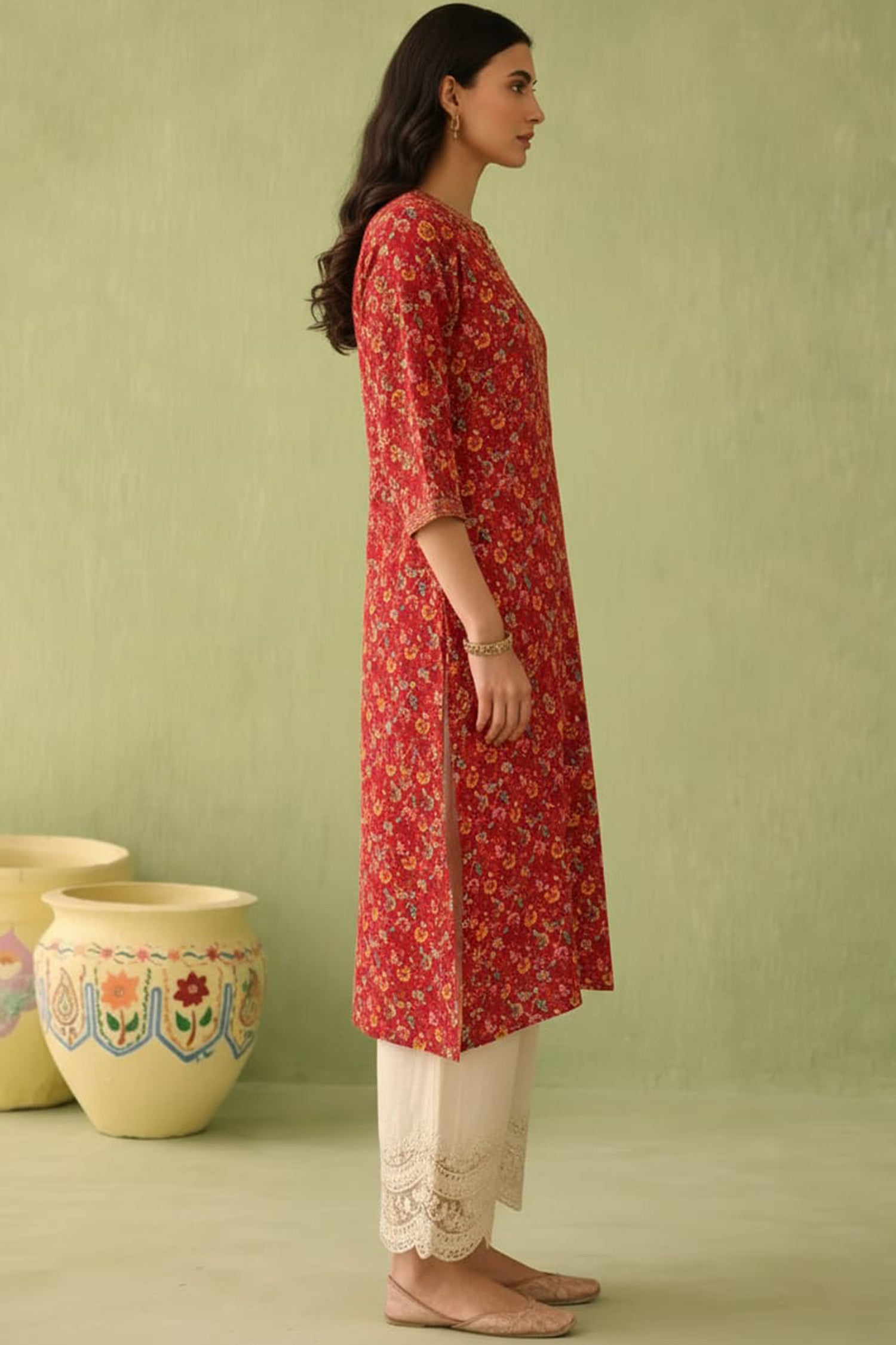 Wine Purple Ethnic Motif Kurta