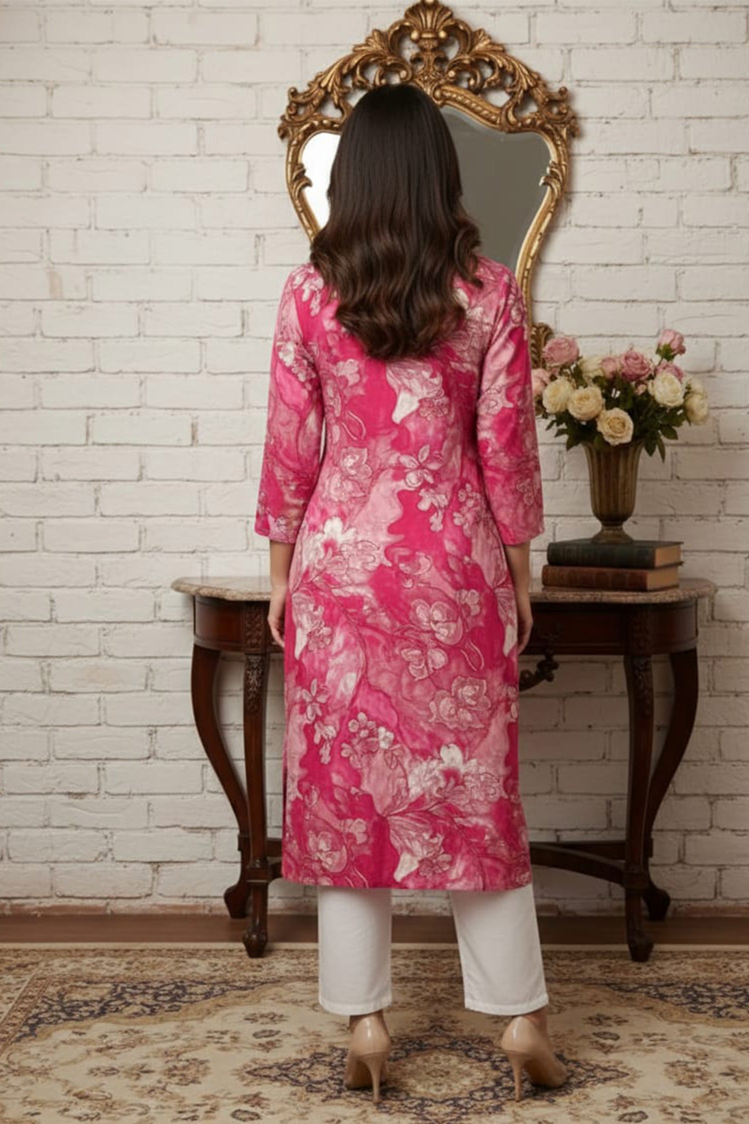 Floral Grace Straight Kurta – Premium Printed Collection