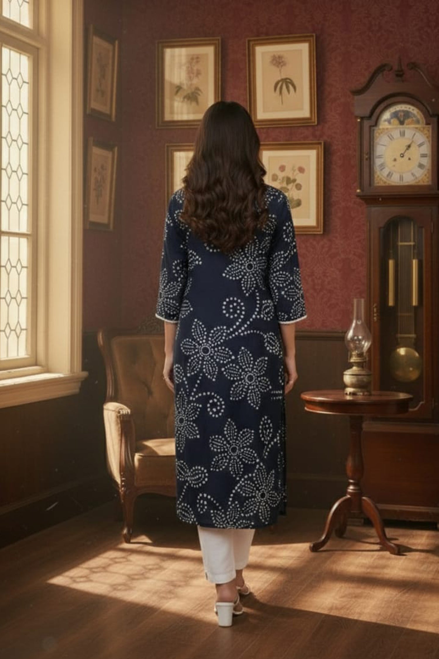 Classic Floral Printed Straight Kurta with Pants – Elegant Everyday Ethnic Wear