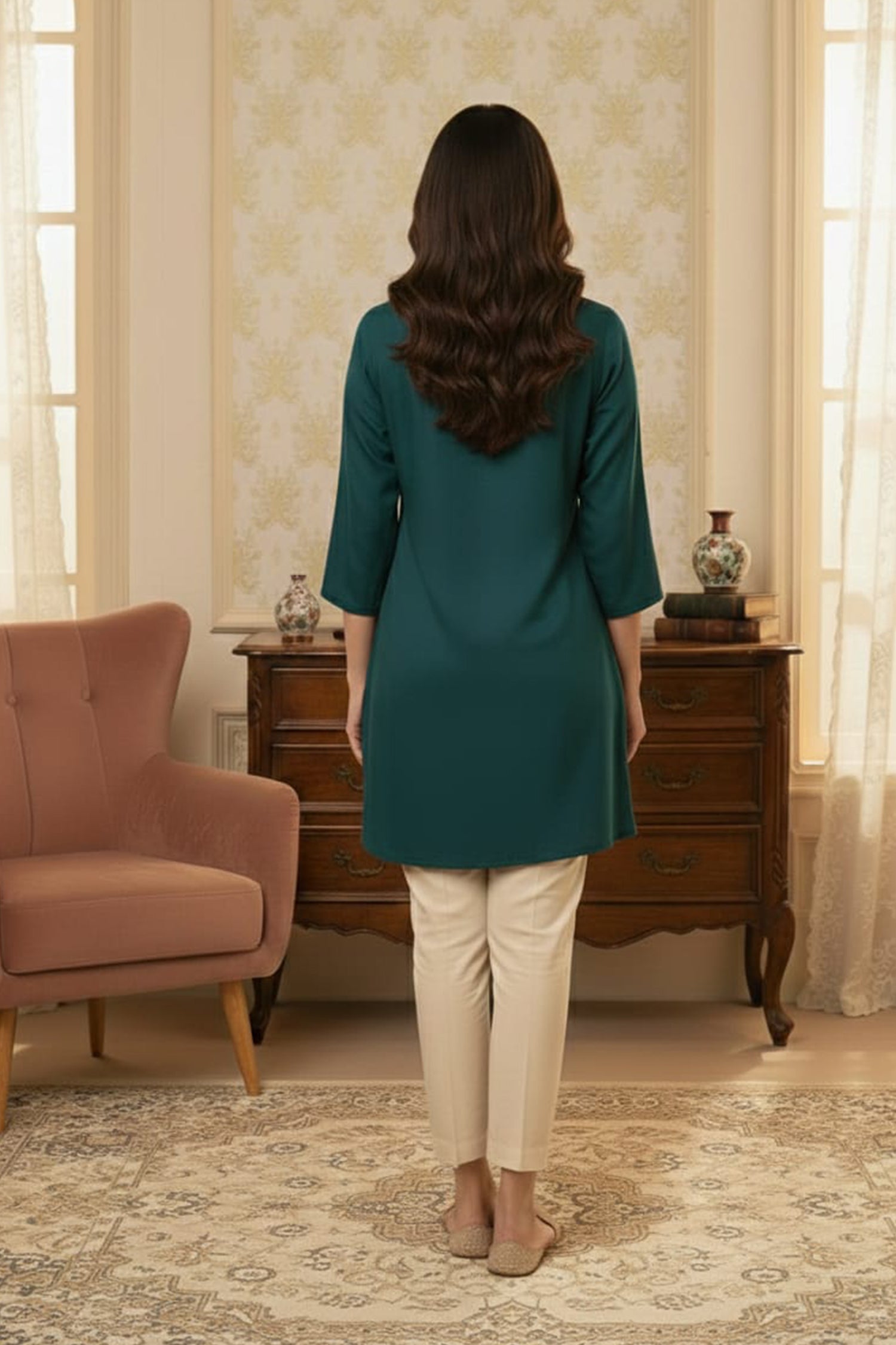 Elegant Floral Embroidered Short Kurti – Premium Ethnic Wear