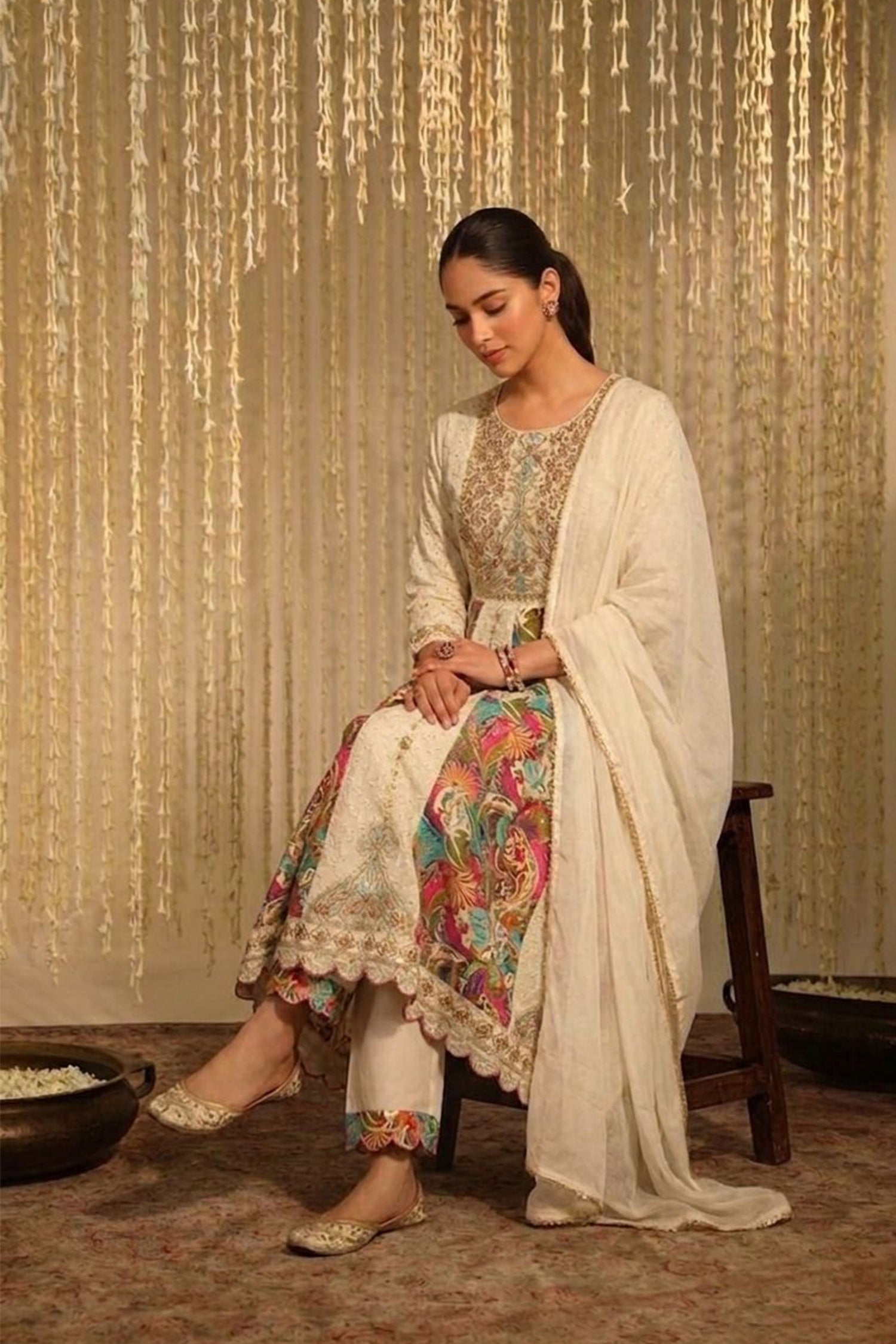 Women Embroidered Kurta Pant Set with Dupatta | Ethnic Cotton Blend Straight Kurta Set for Women | Festive Wear, Wedding Wear, Party Wear Traditional Outfit