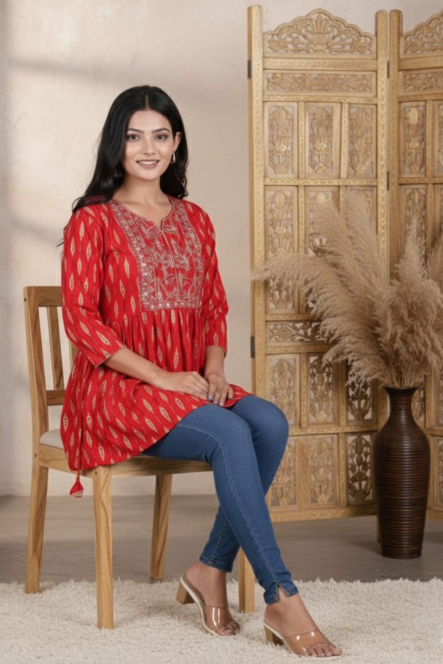 Scarlet Zari Charm Kurti