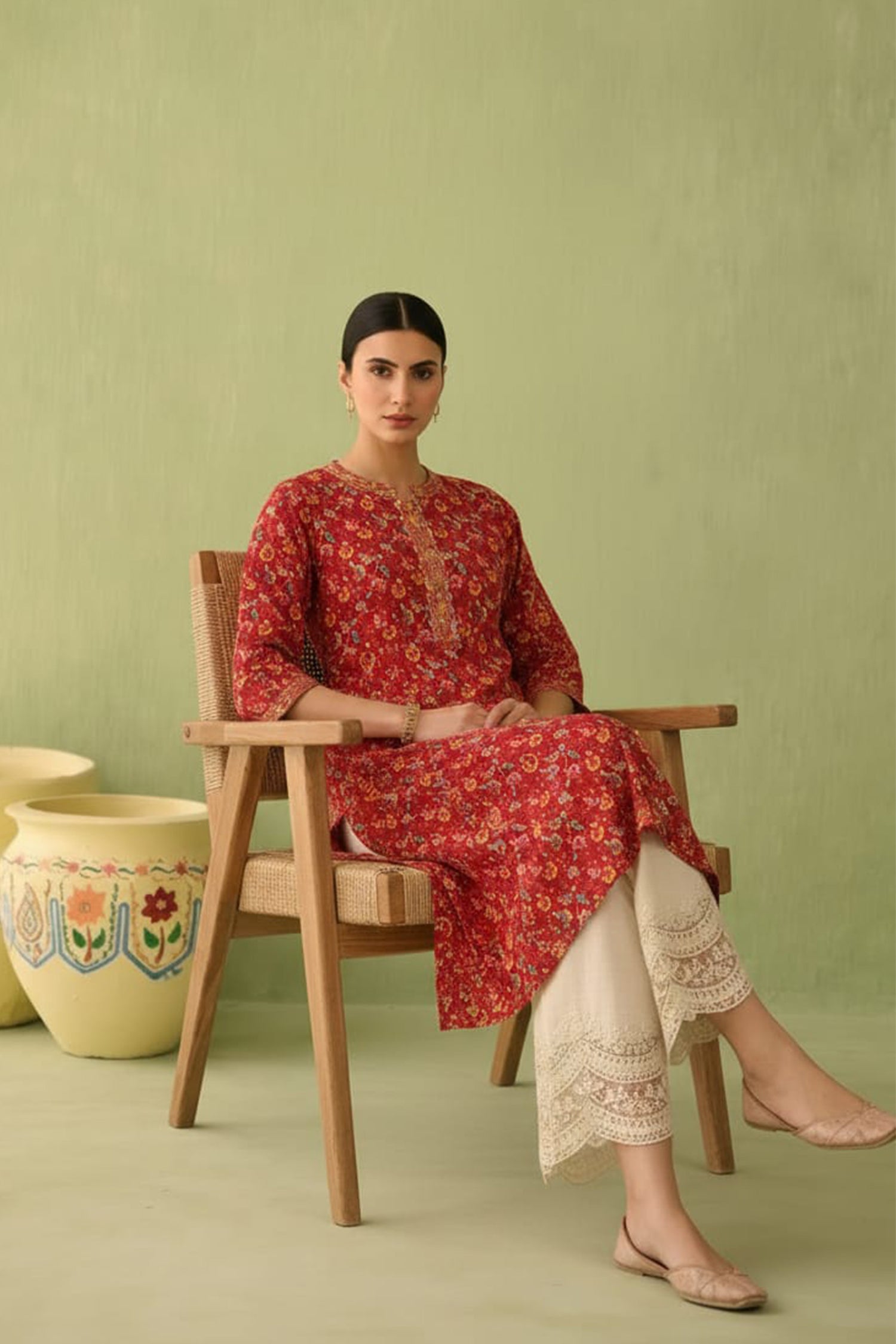 Wine Purple Ethnic Motif Kurta