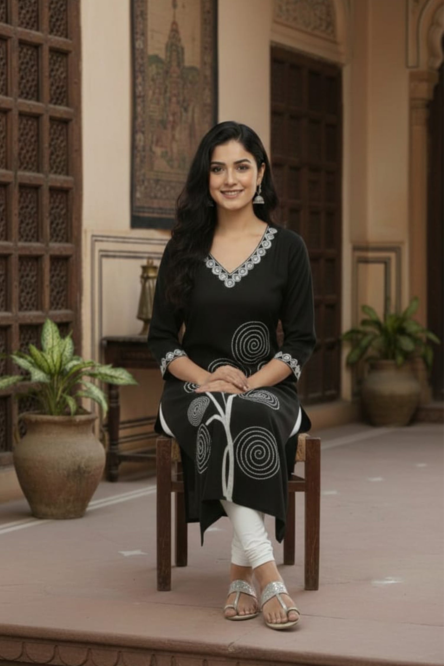 Spiral Bloom Straight Kurta