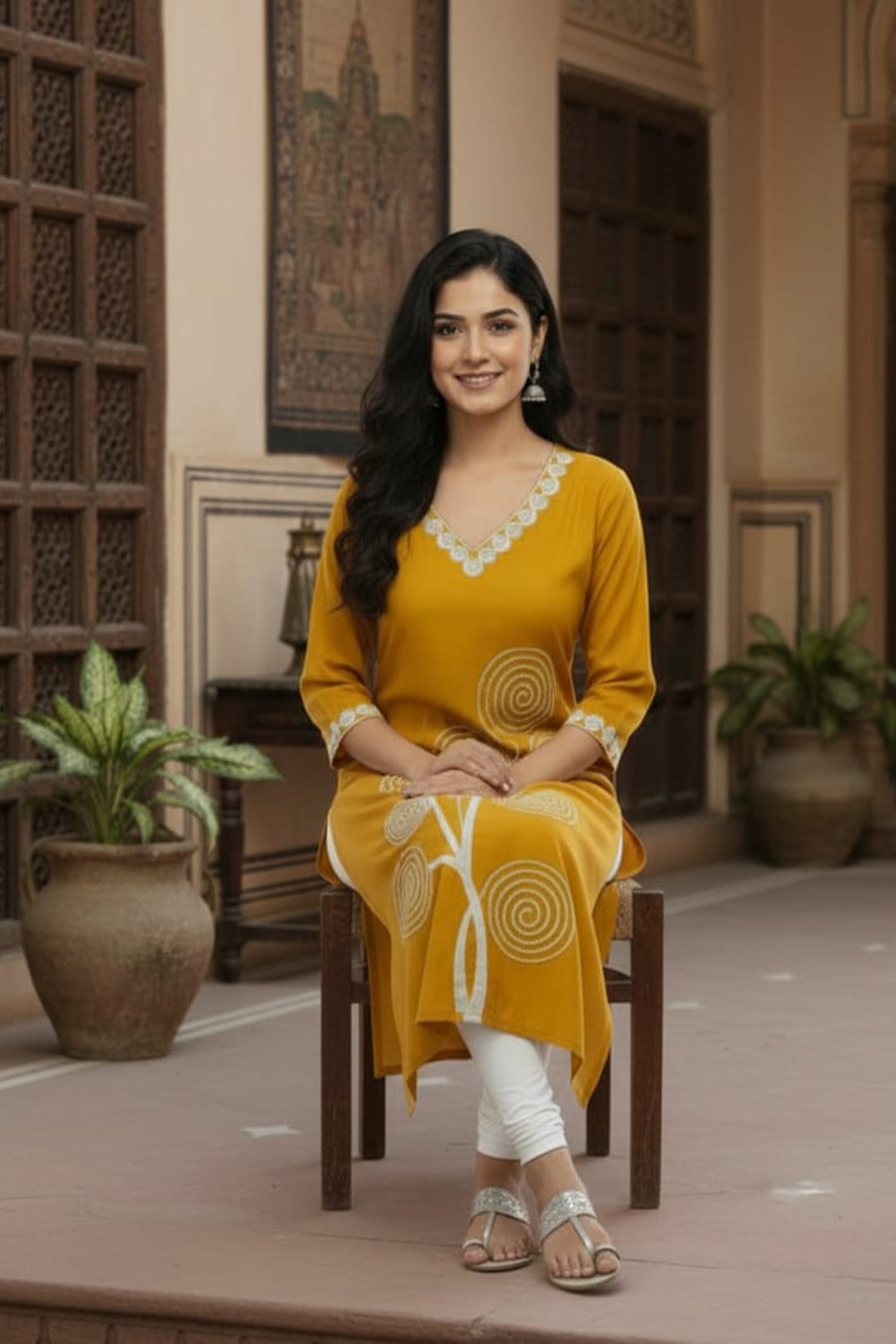 Spiral Bloom Straight Kurta