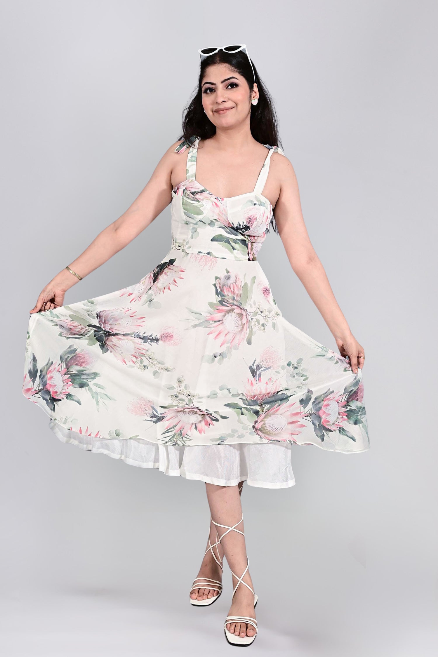 Blush Floral Printed Midi Dress